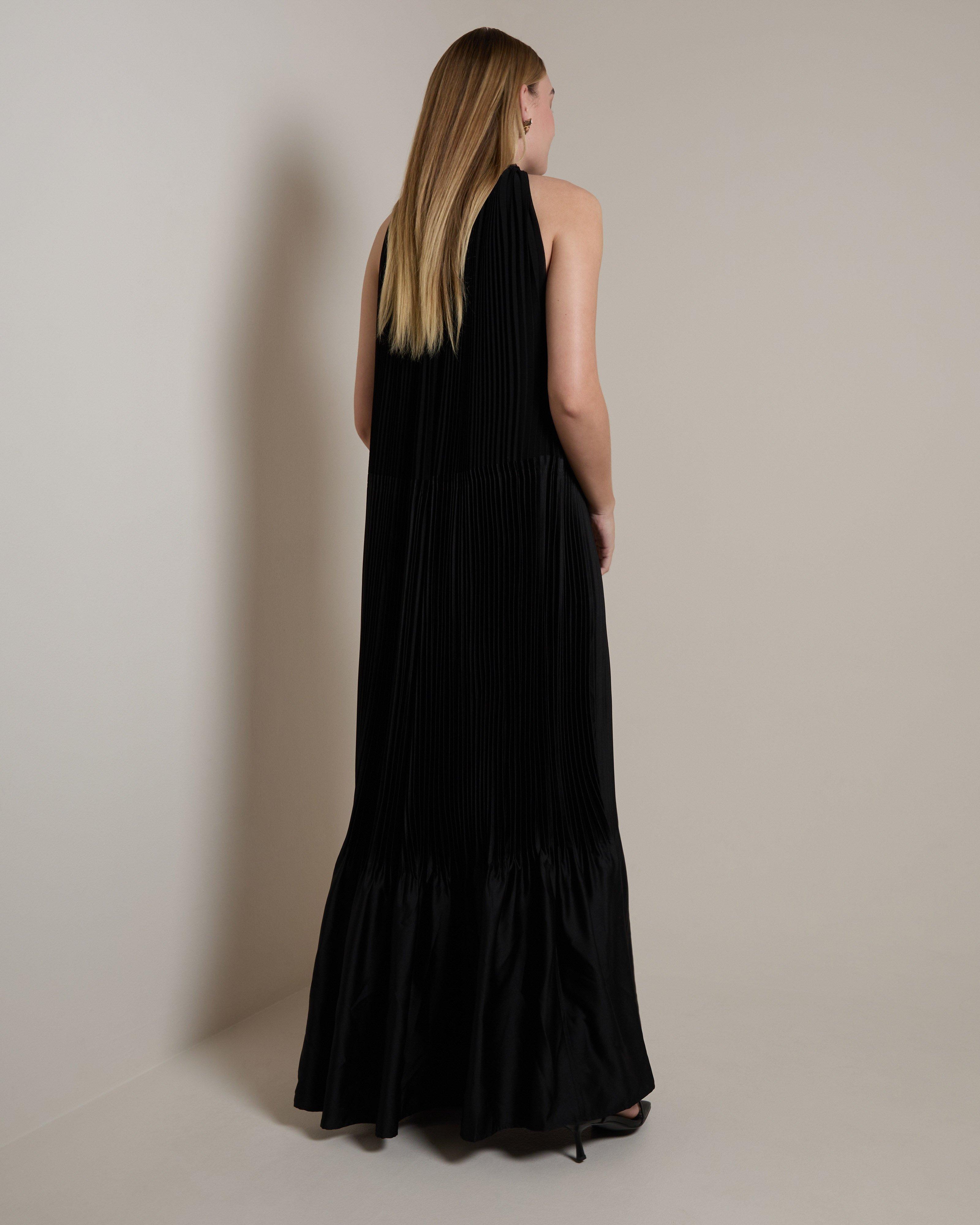 strapless open back dress Pleated Belted Dress  YELLOW SUB TRADING