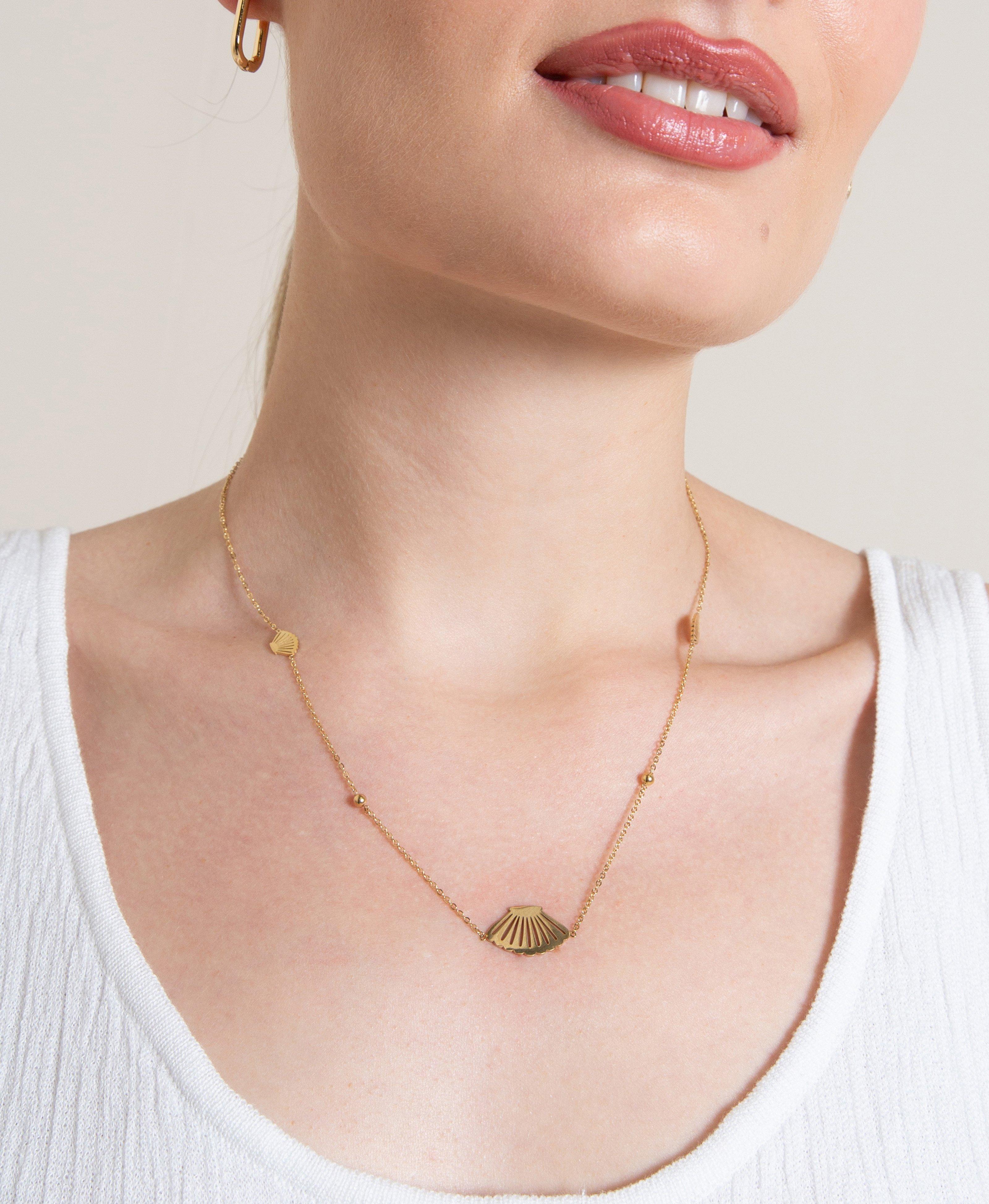  Stainless Steel Seashell Necklace -  Gold