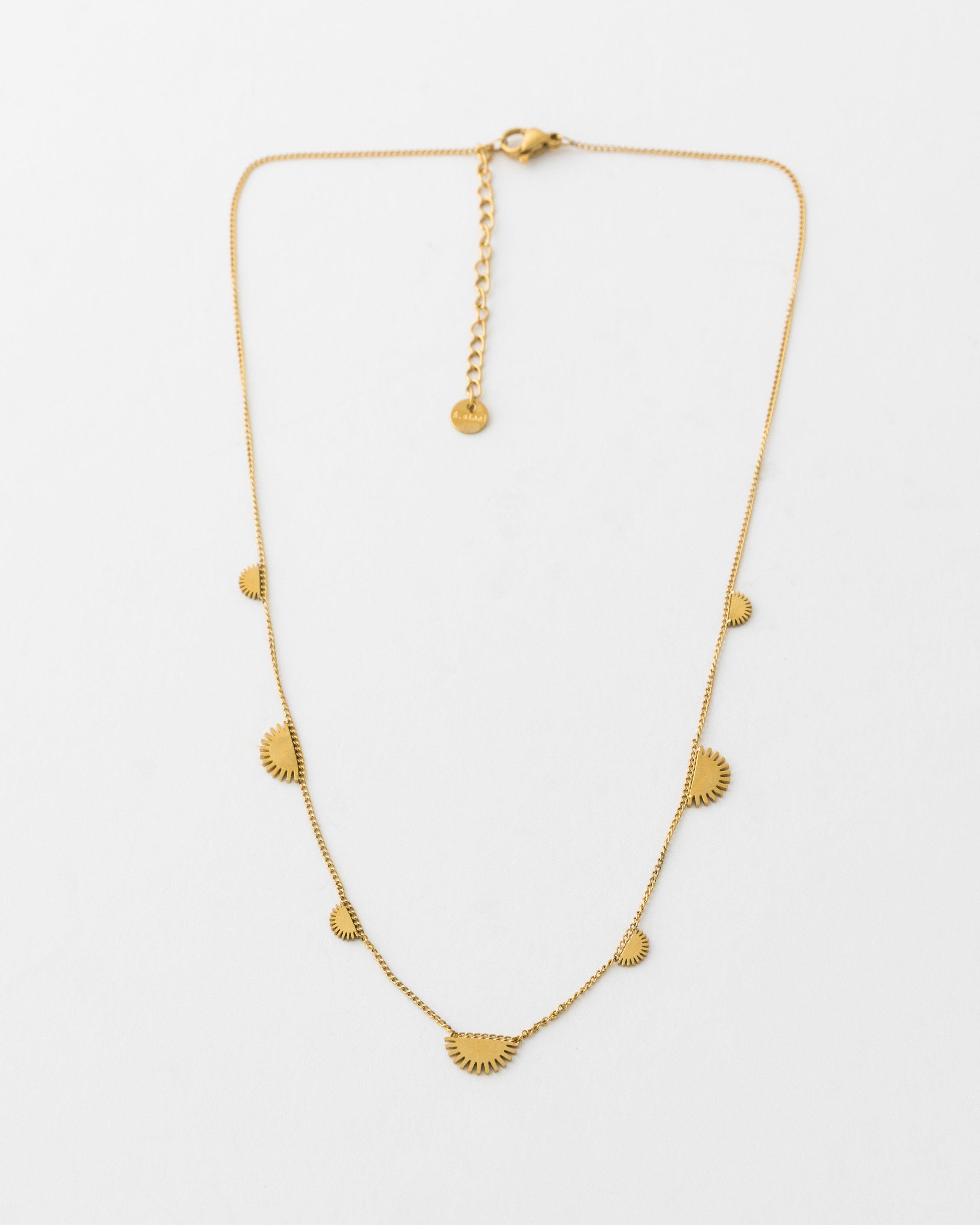 Stainless Steel Half Suns Necklace -  Gold