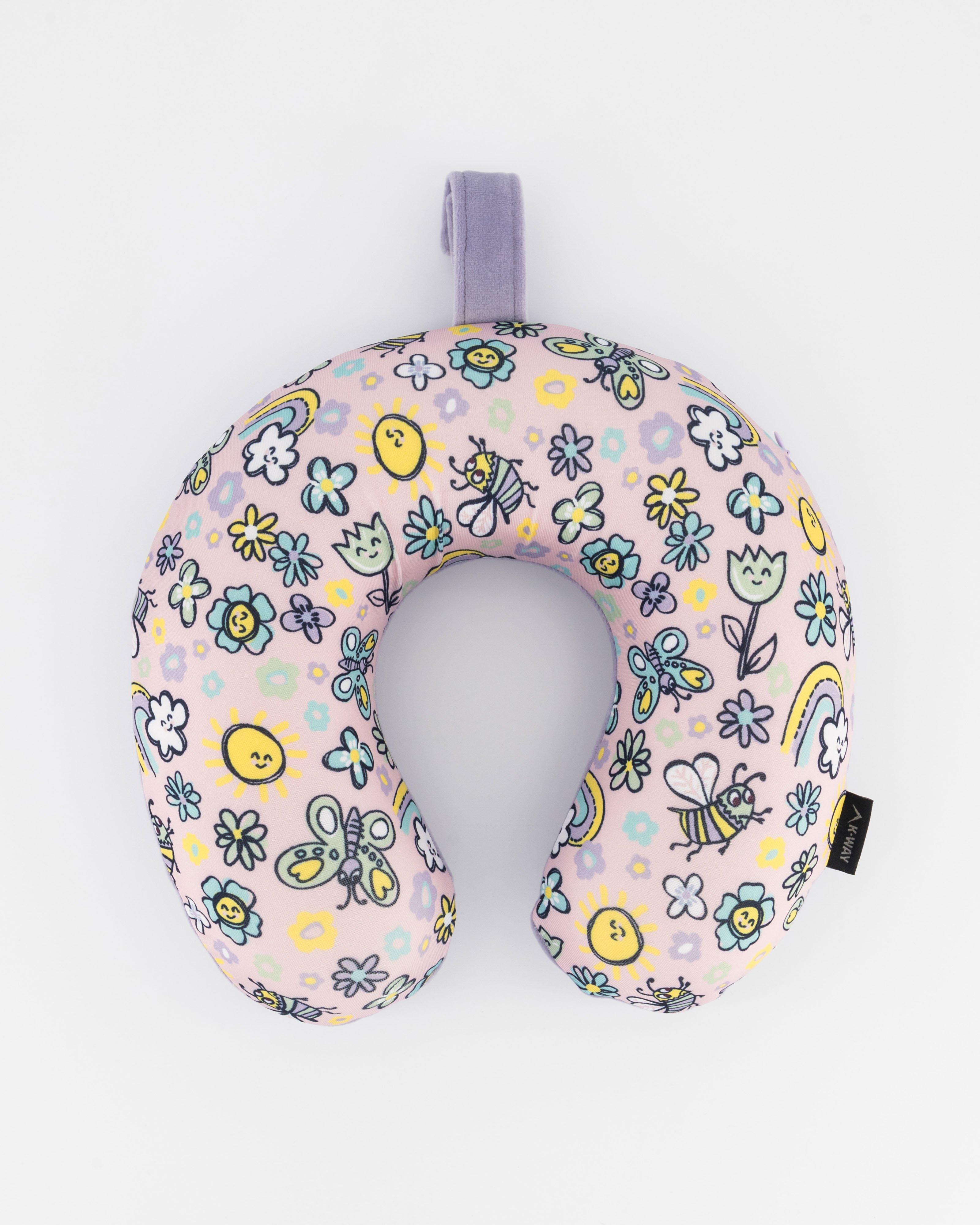 K-Way Kids Printed Travel Pillow -  Pink