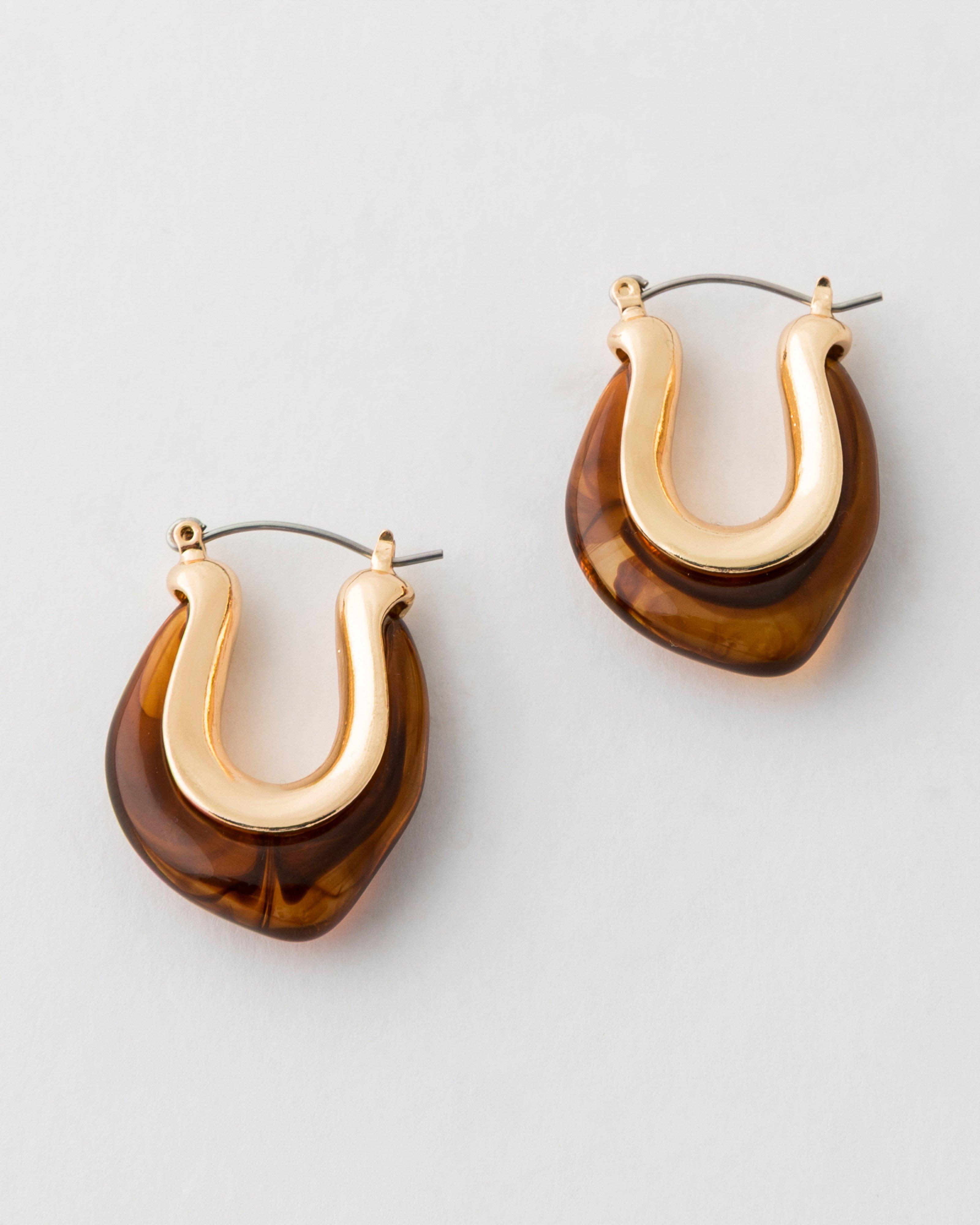  Irregular Resin Hoop Earrings -  Gold