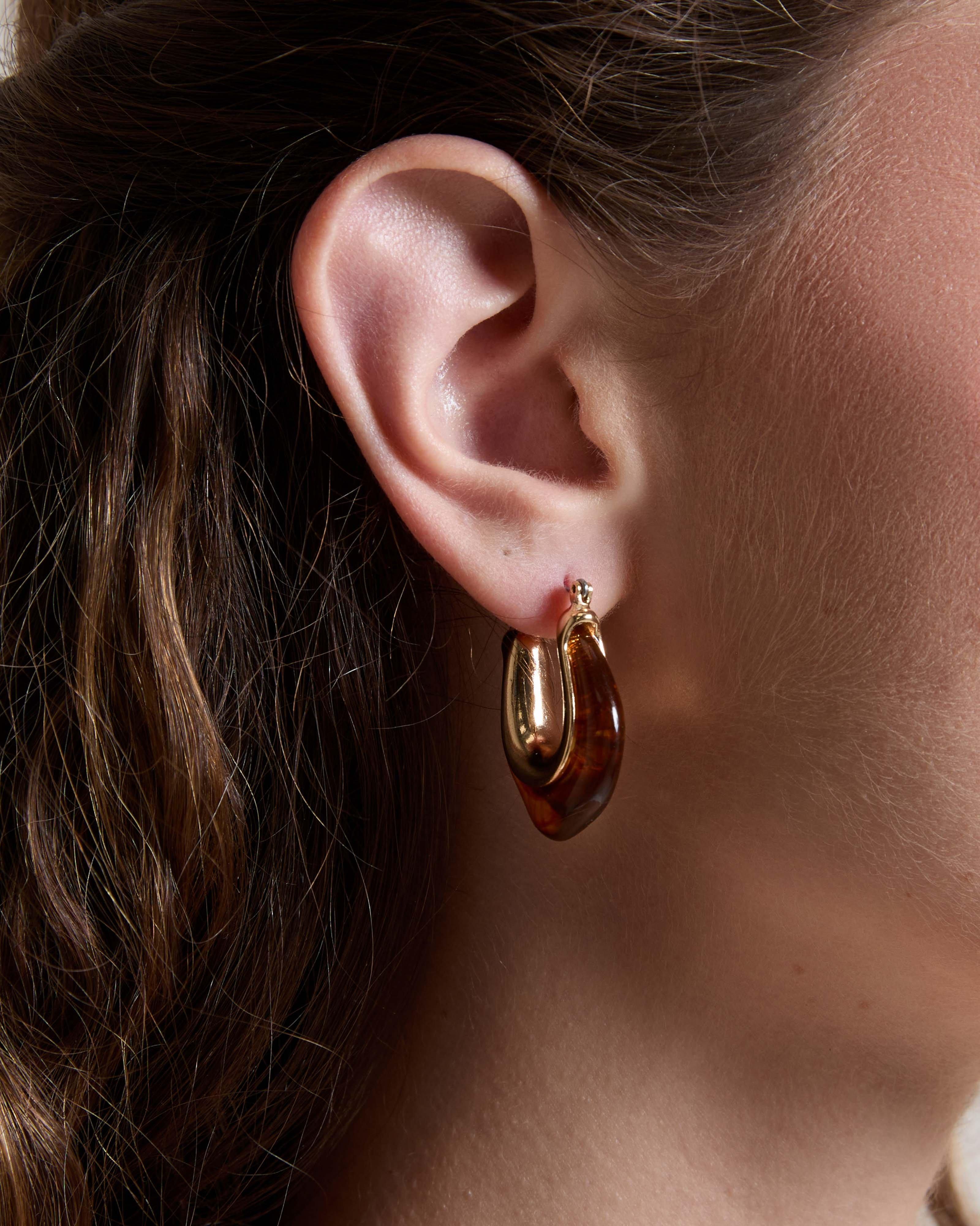  Irregular Resin Hoop Earrings -  Gold