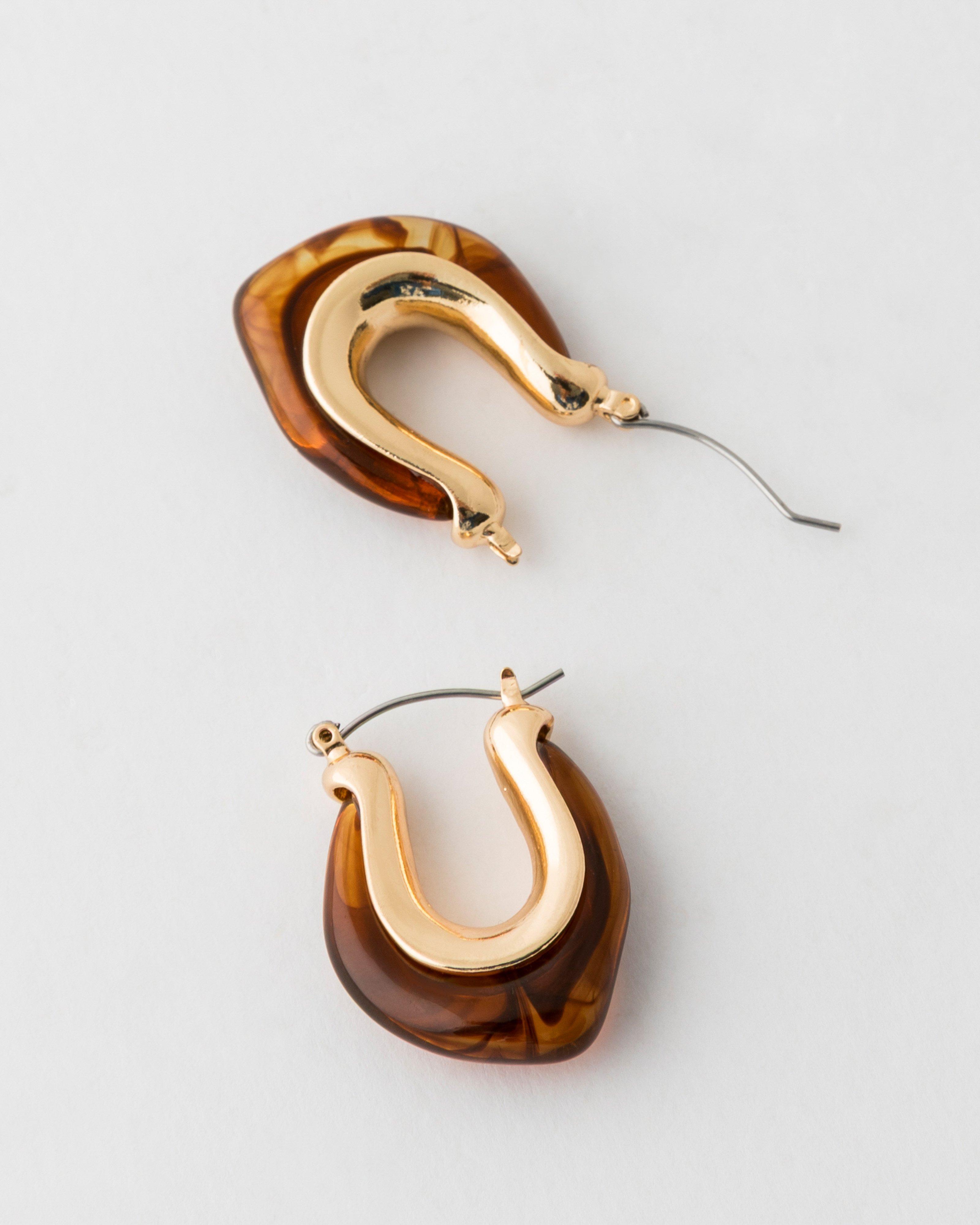  Irregular Resin Hoop Earrings -  Gold