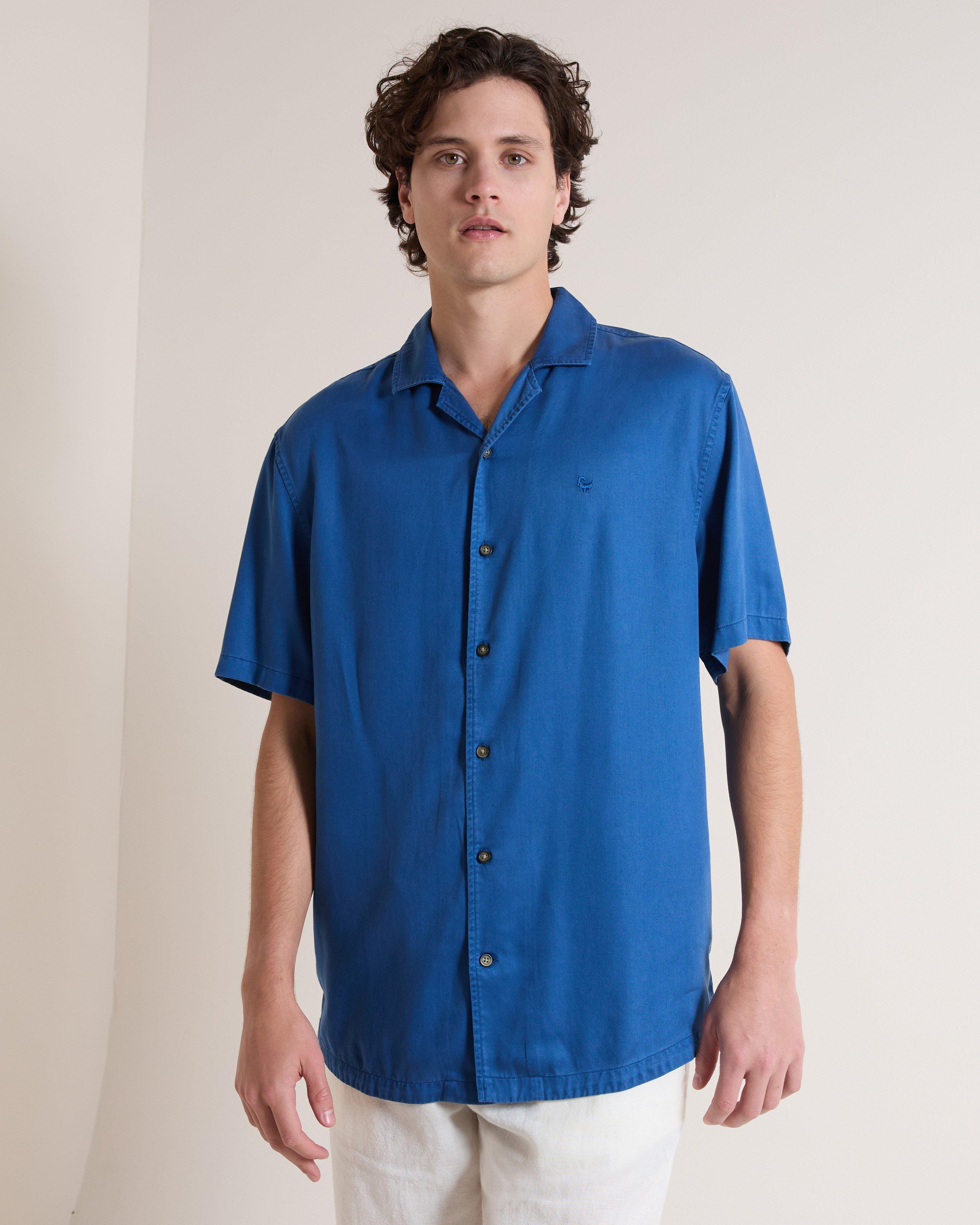 Men's Maps Washed Tencel Shirt | Old Khaki