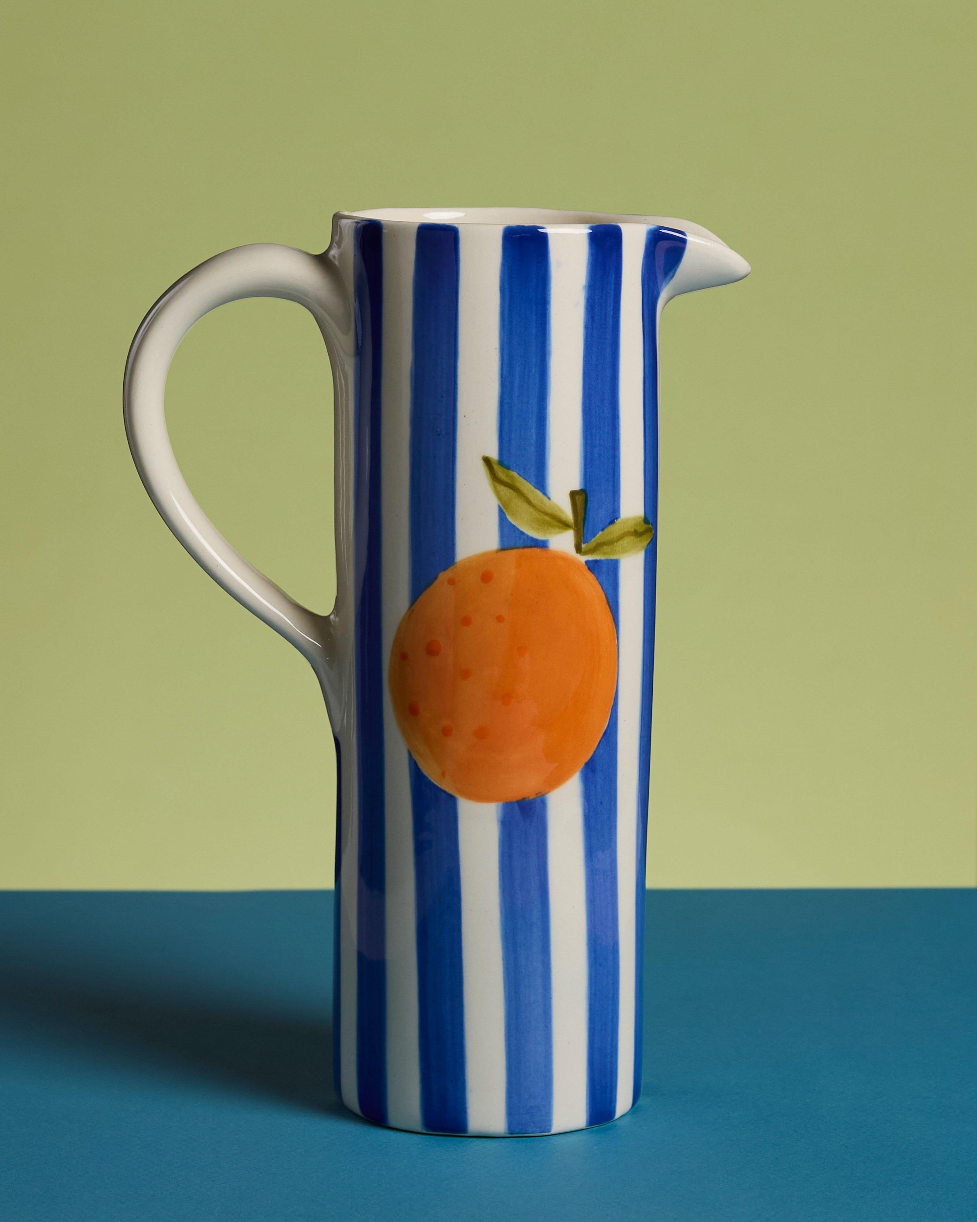  Ella Oranges & Blues Stripe Jug -  Blue