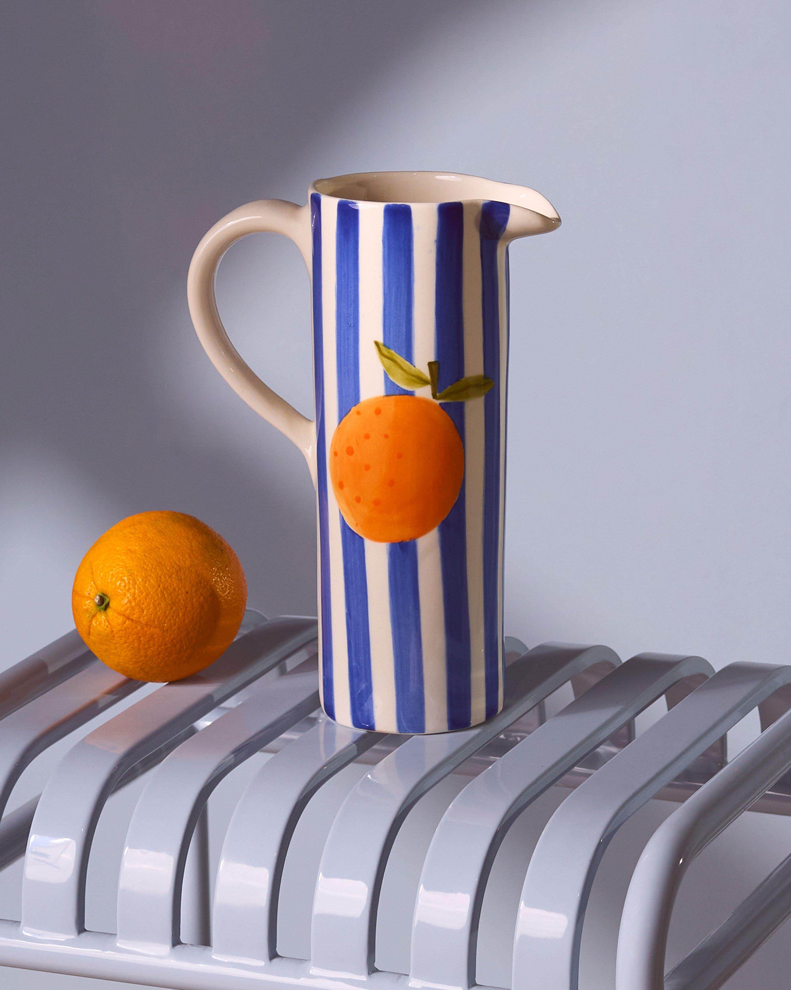  Ella Oranges & Blues Stripe Jug -  Blue