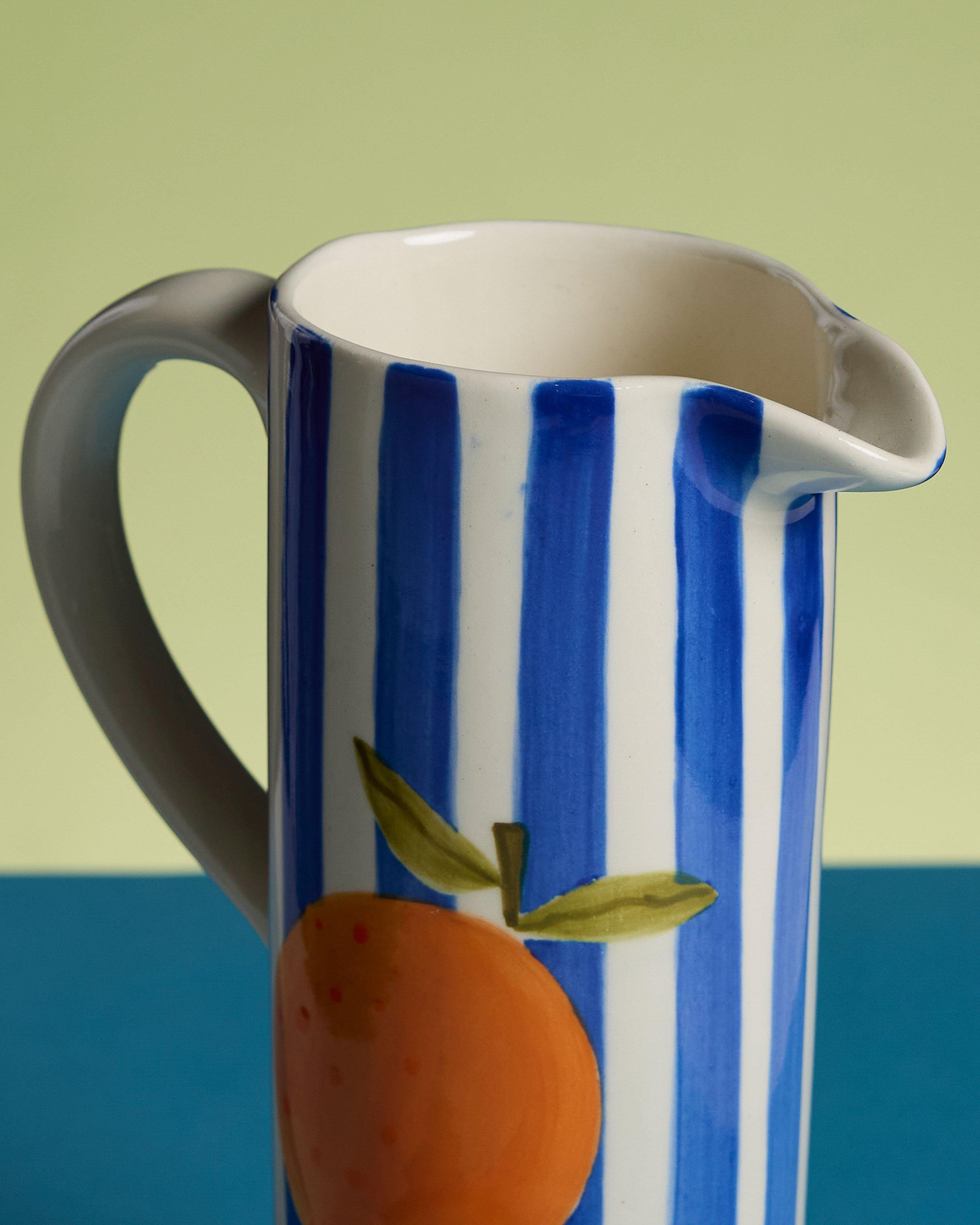  Ella Oranges & Blues Stripe Jug -  Blue