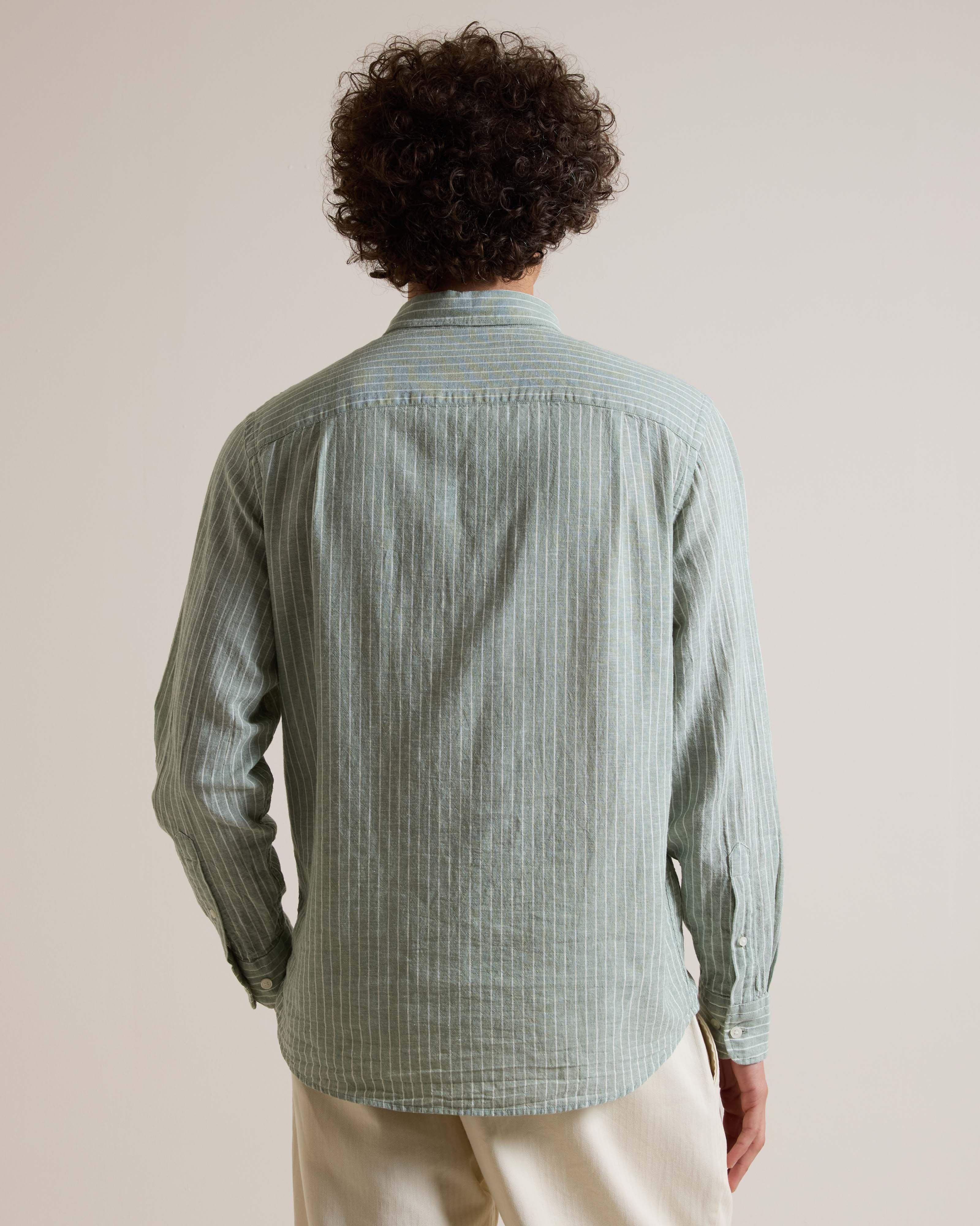 Men's Joe Cotton Linen Stripe Shirt | Old Khaki