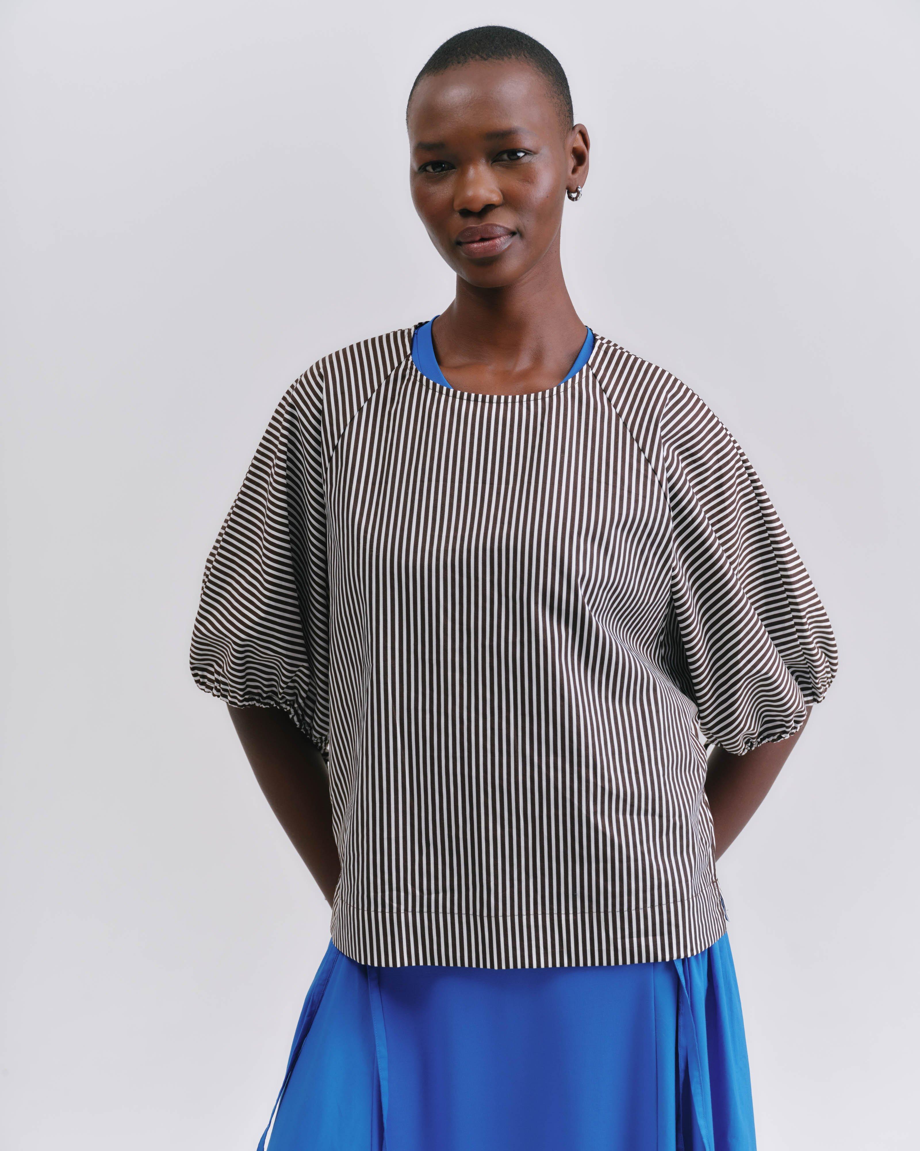 Danni Stripe Puff Sleeve Poplin Blouse - Poetry Clothing Store