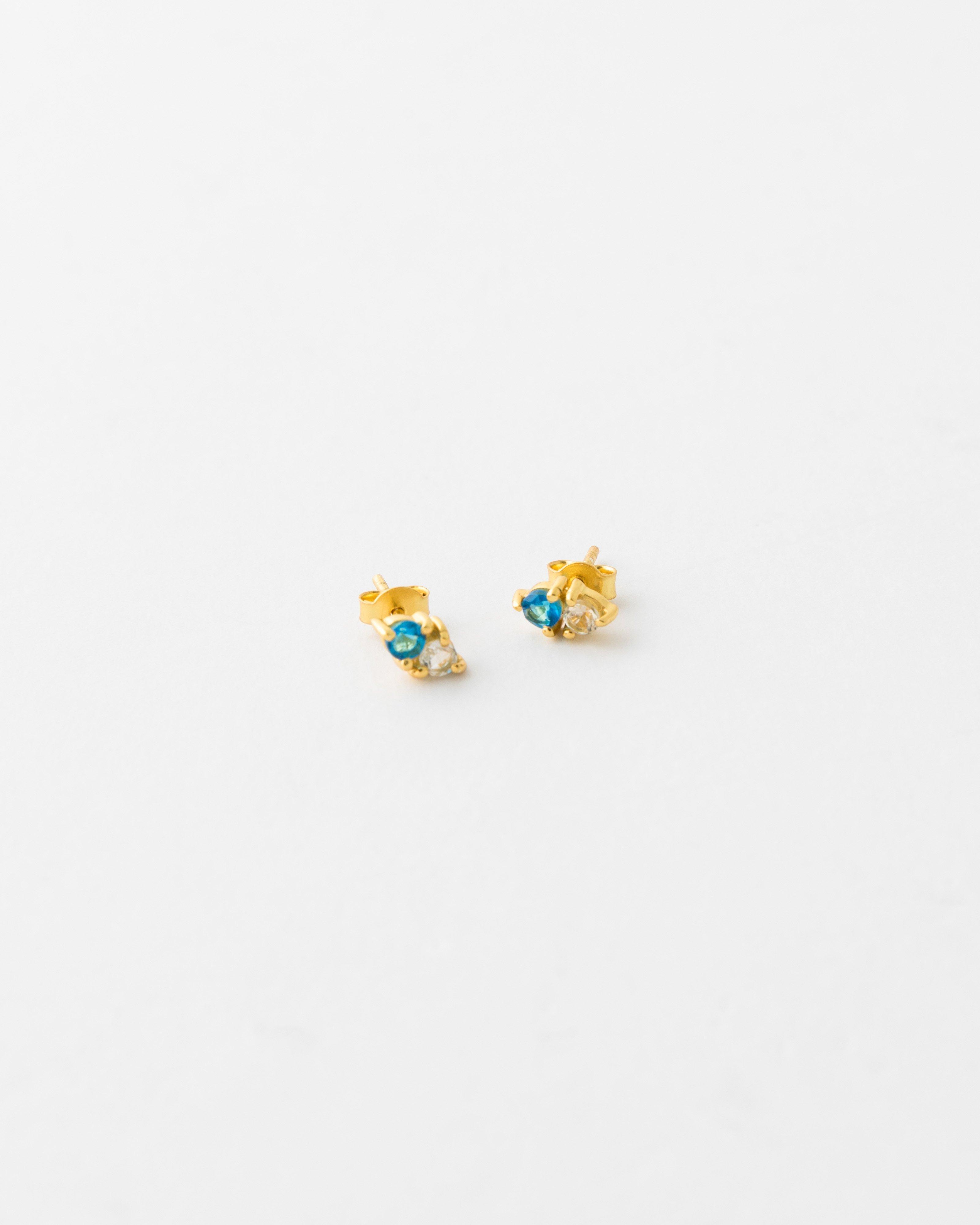  Sterling Silver Gold-Plated Kyanite & Crystal Stud Earrings -  Gold