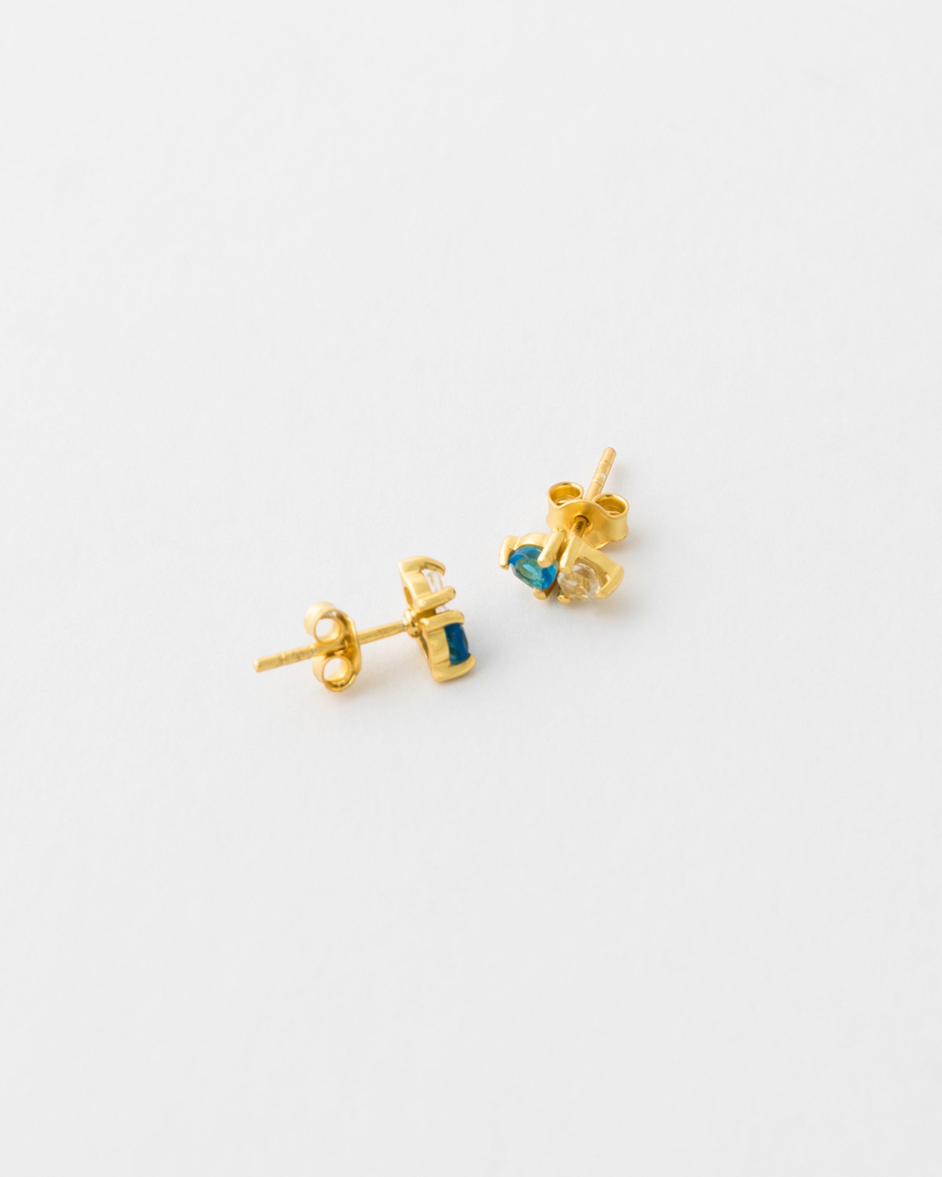  Sterling Silver Gold-Plated Kyanite & Crystal Stud Earrings -  Gold