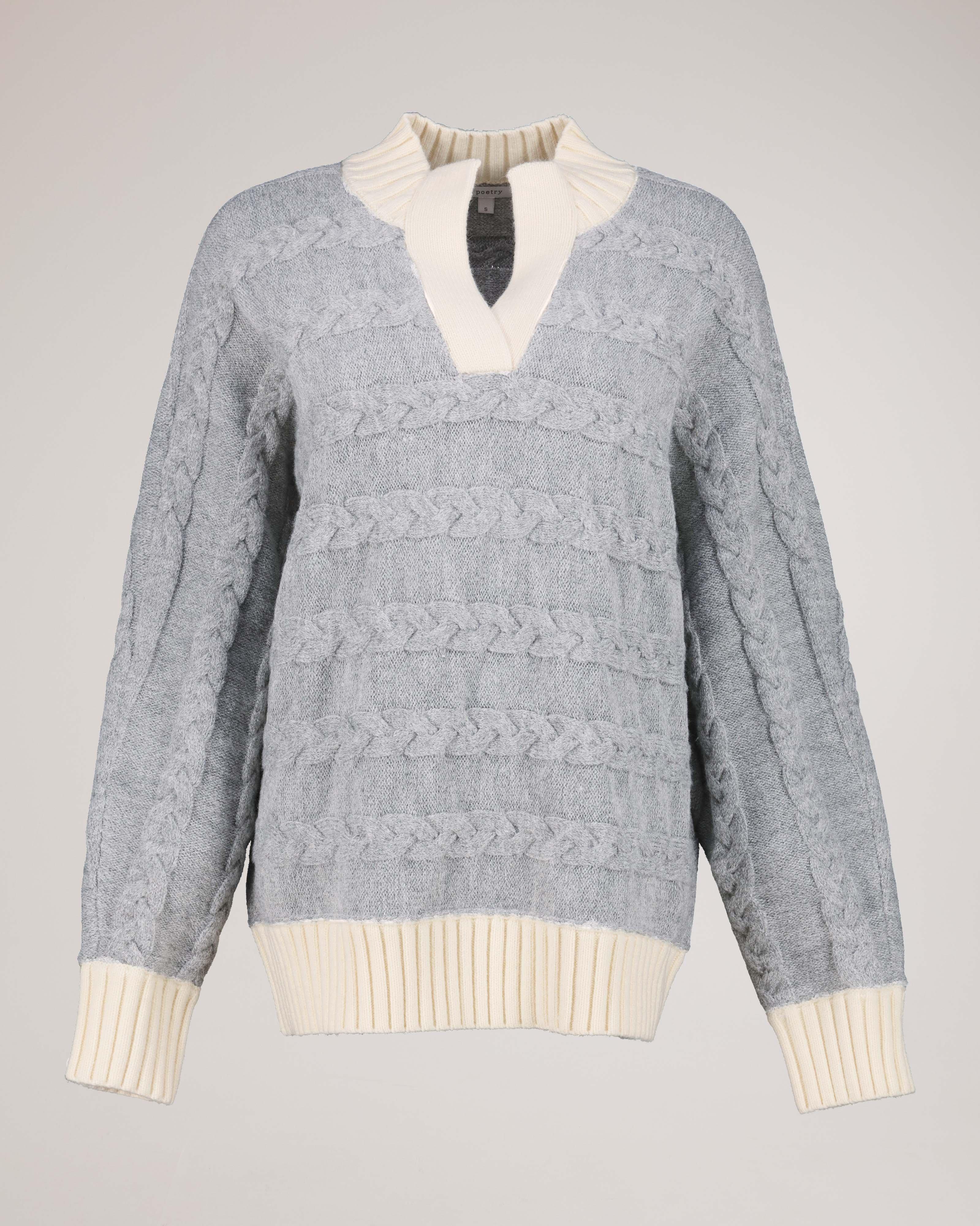 Una V-Neck Cable-Knit Jersey - Poetry Clothing Store