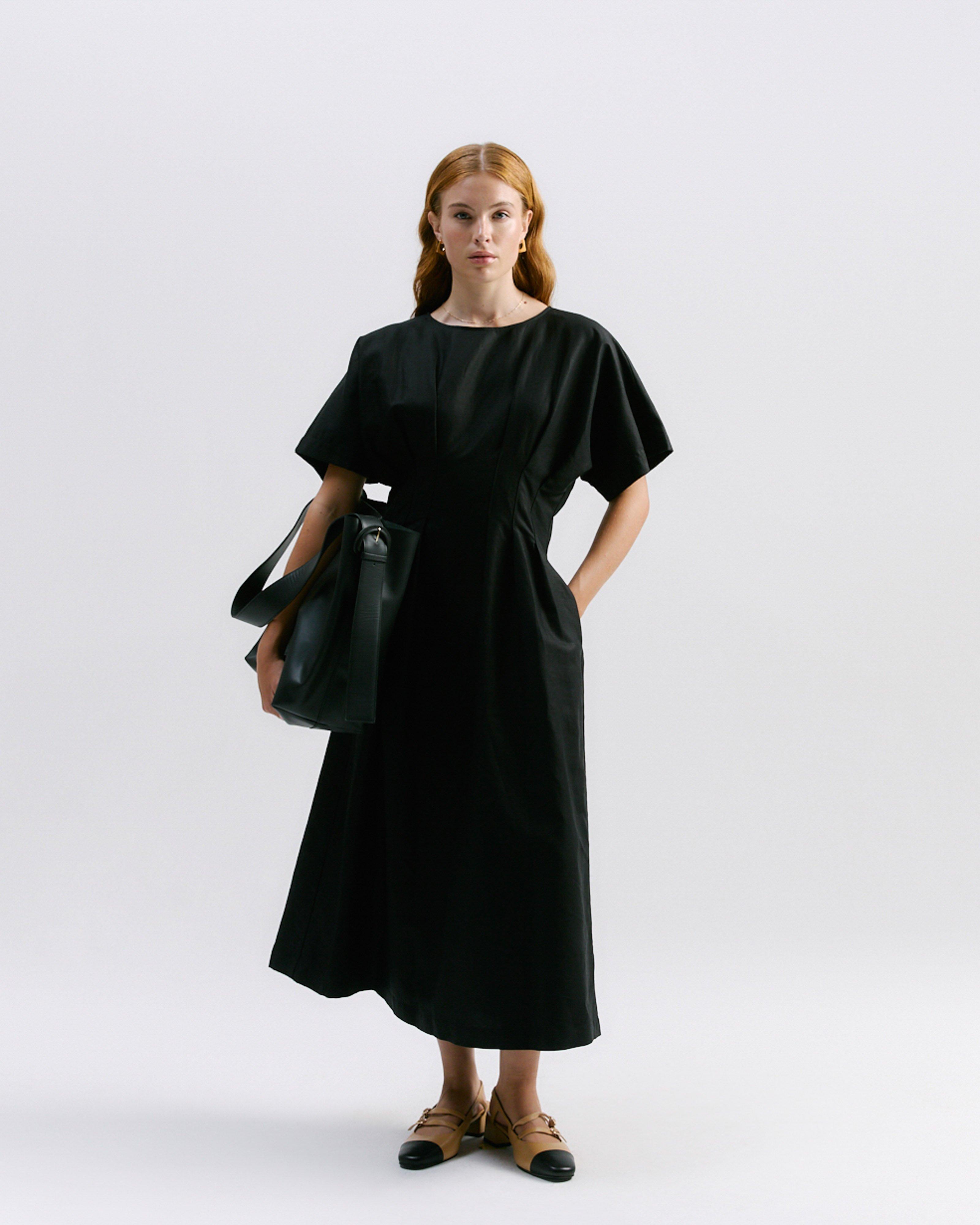 poetry black dresses Sweet Poetry Ribbed Mini Dress in Black