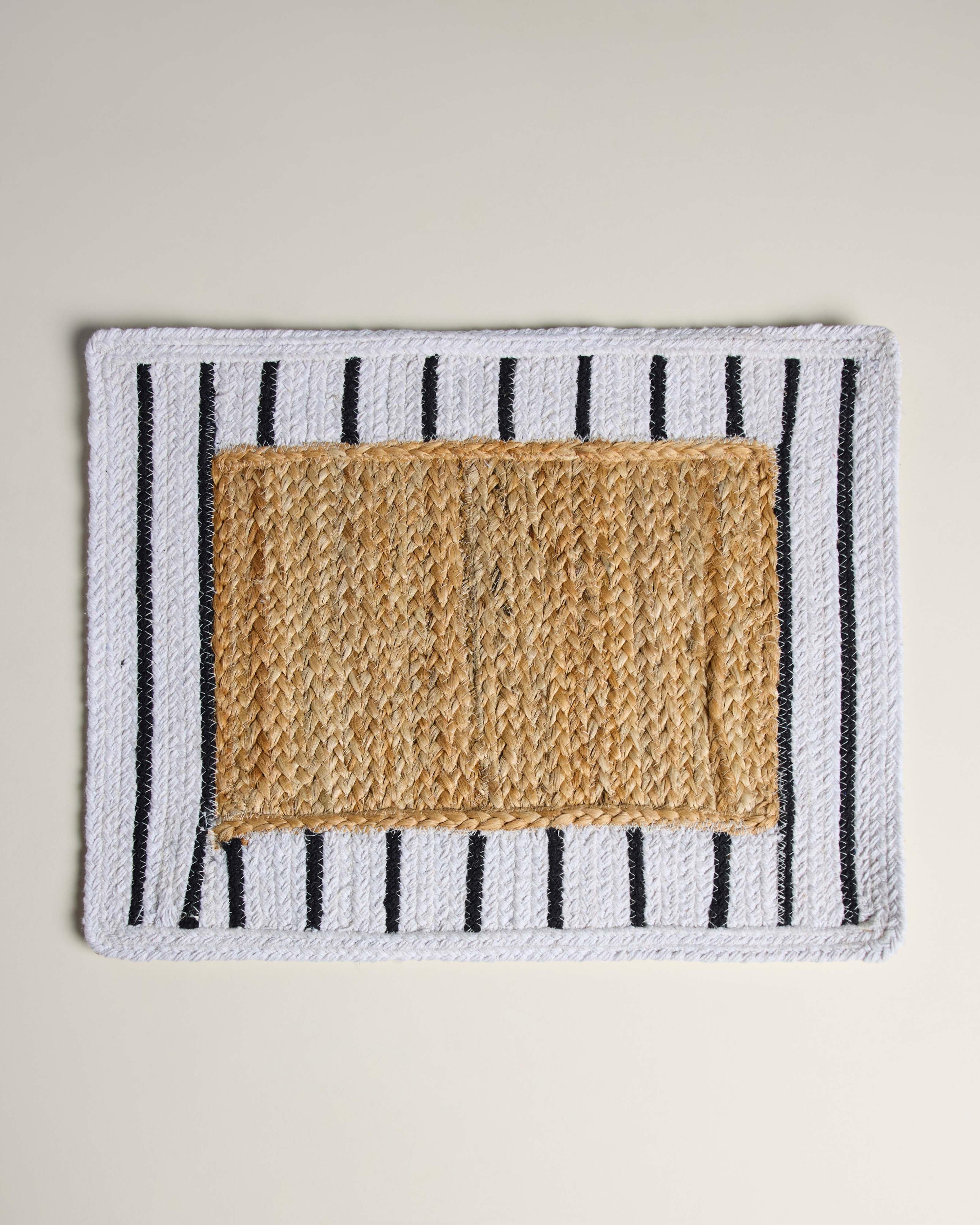  Jute Natural & Stripe Placemat -  Oatmeal