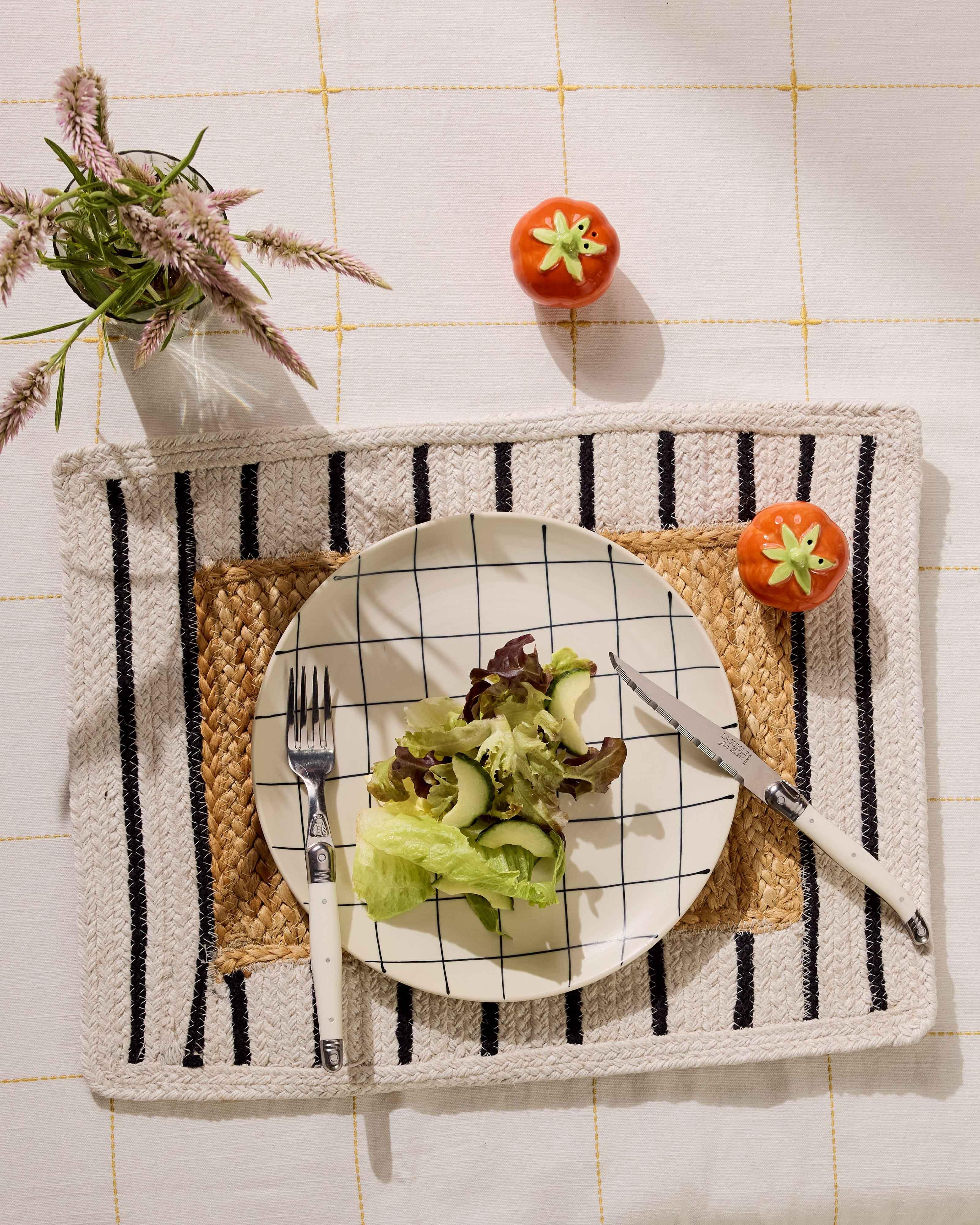  Jute Natural & Stripe Placemat -  Oatmeal