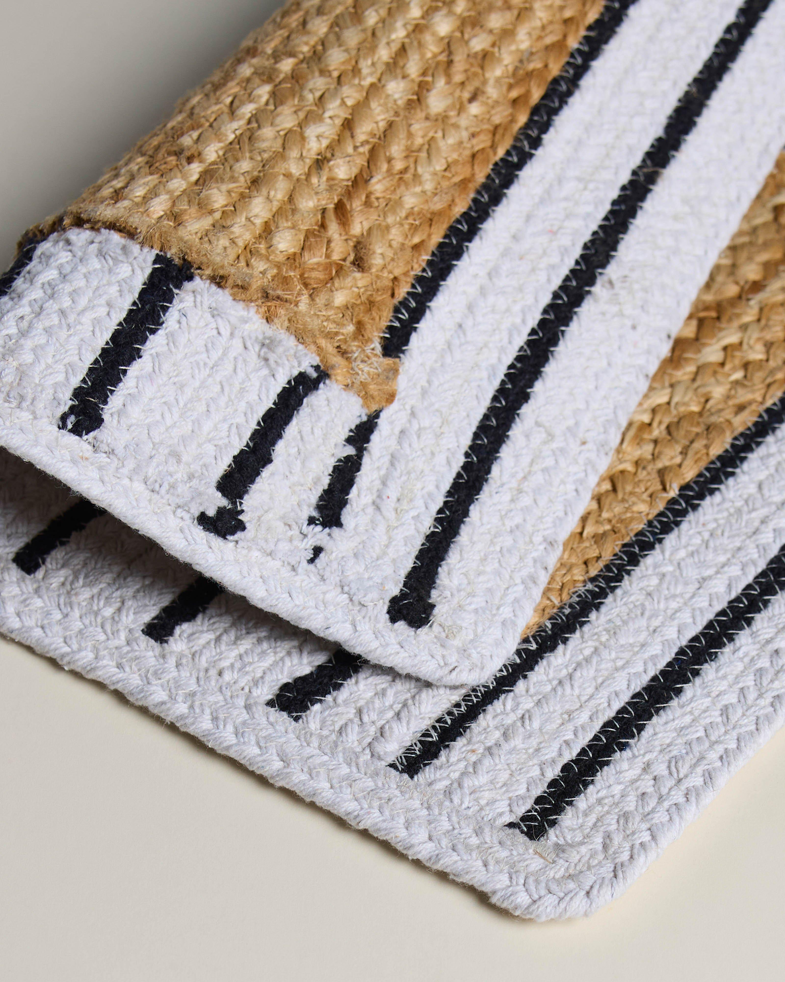  Jute Natural & Stripe Placemat -  Oatmeal