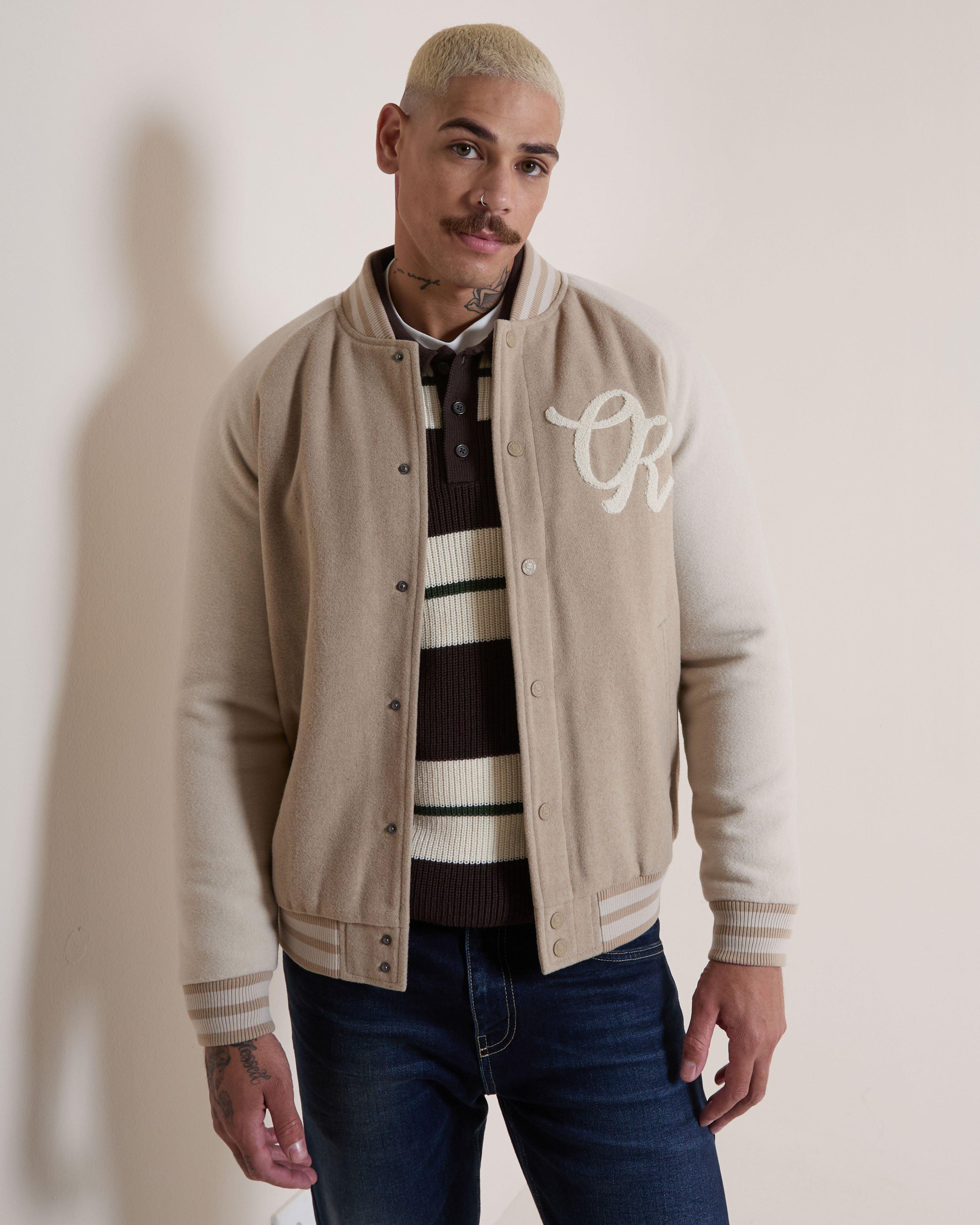Men's Seth Varsity Bomber Jacket | Old Khaki