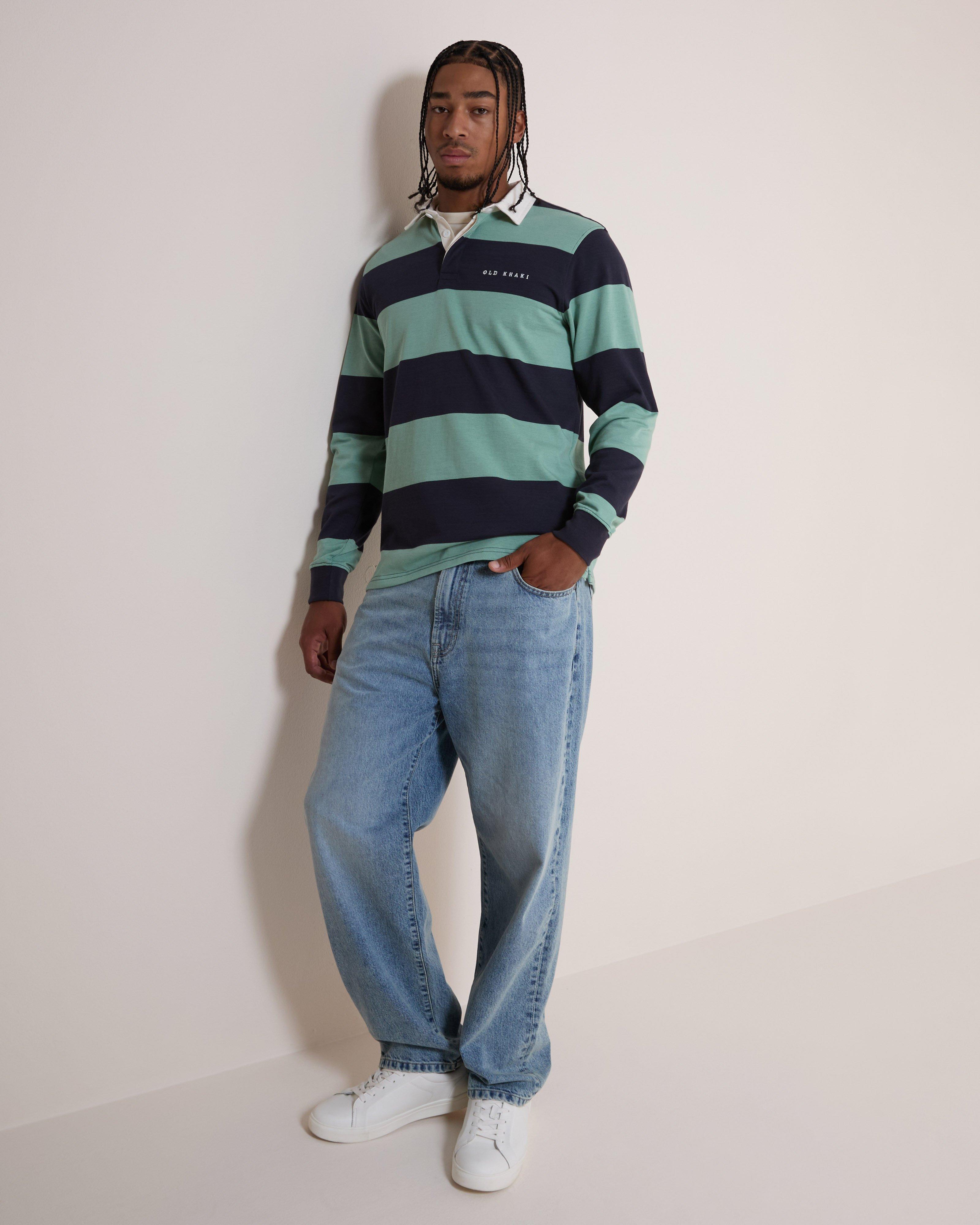 Men's Cane Striped Rugby Top | Old Khaki