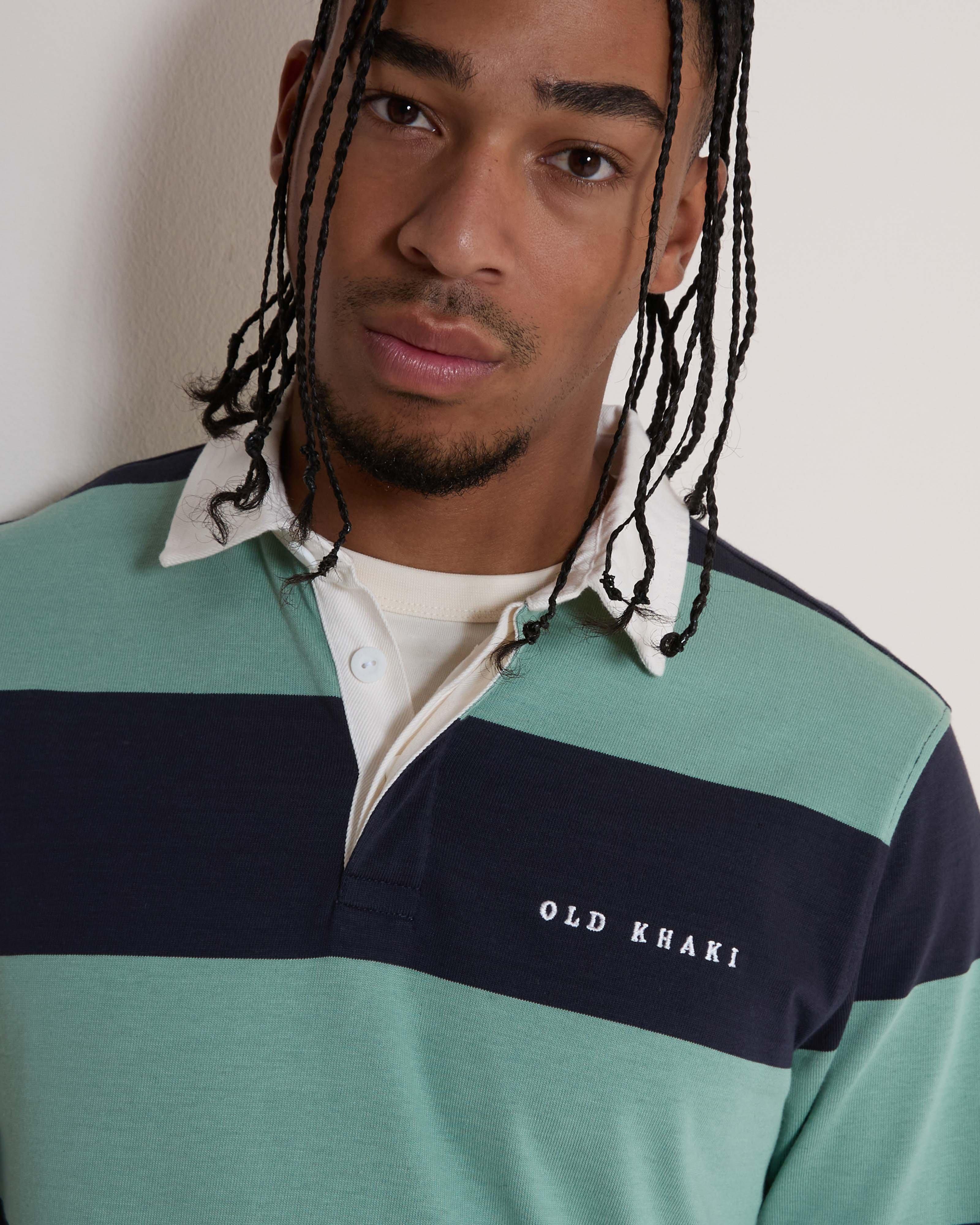 Men's Cane Striped Rugby Top | Old Khaki