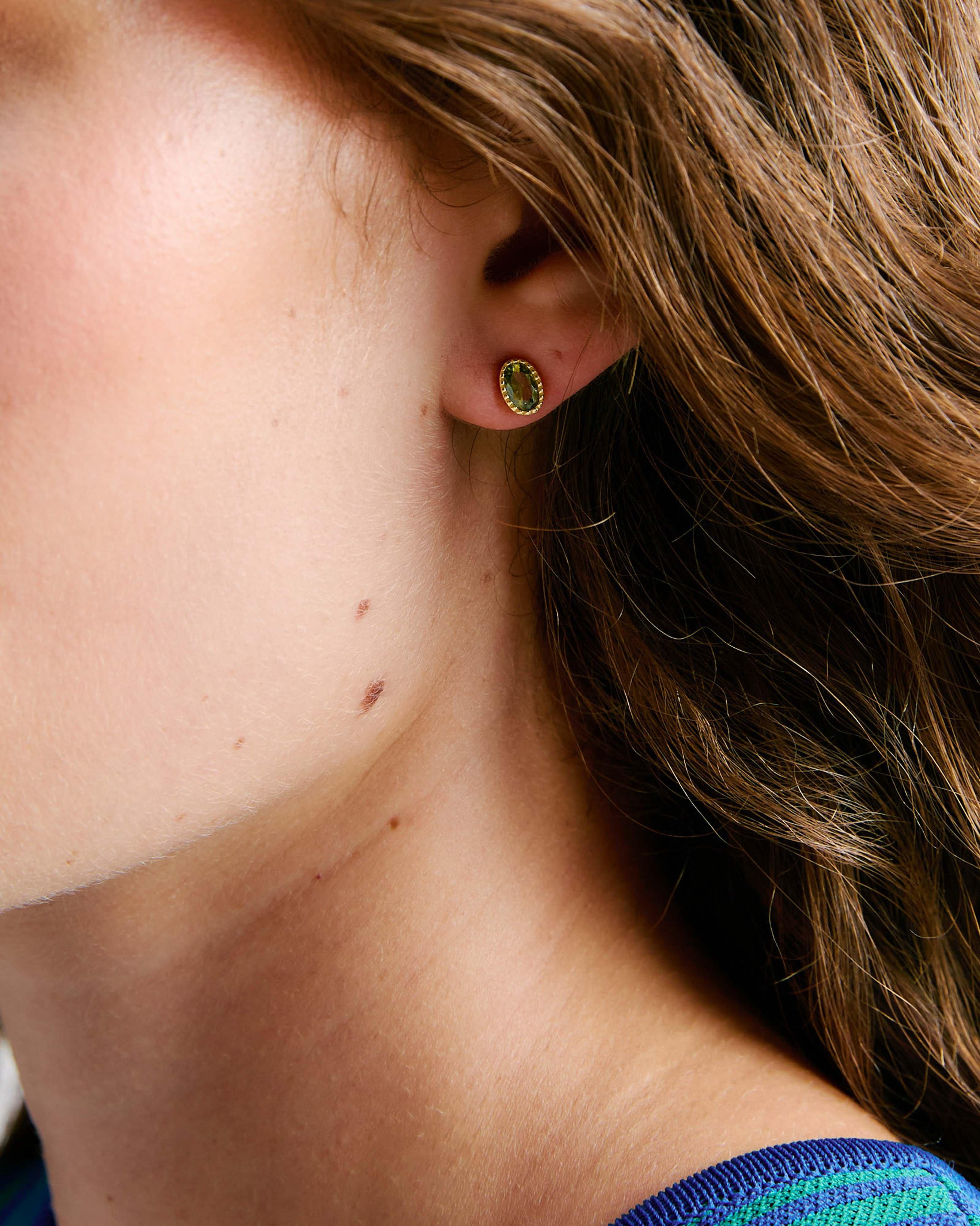  Sterling Silver Teardrop Crystal Stud Earrings -  Transparent