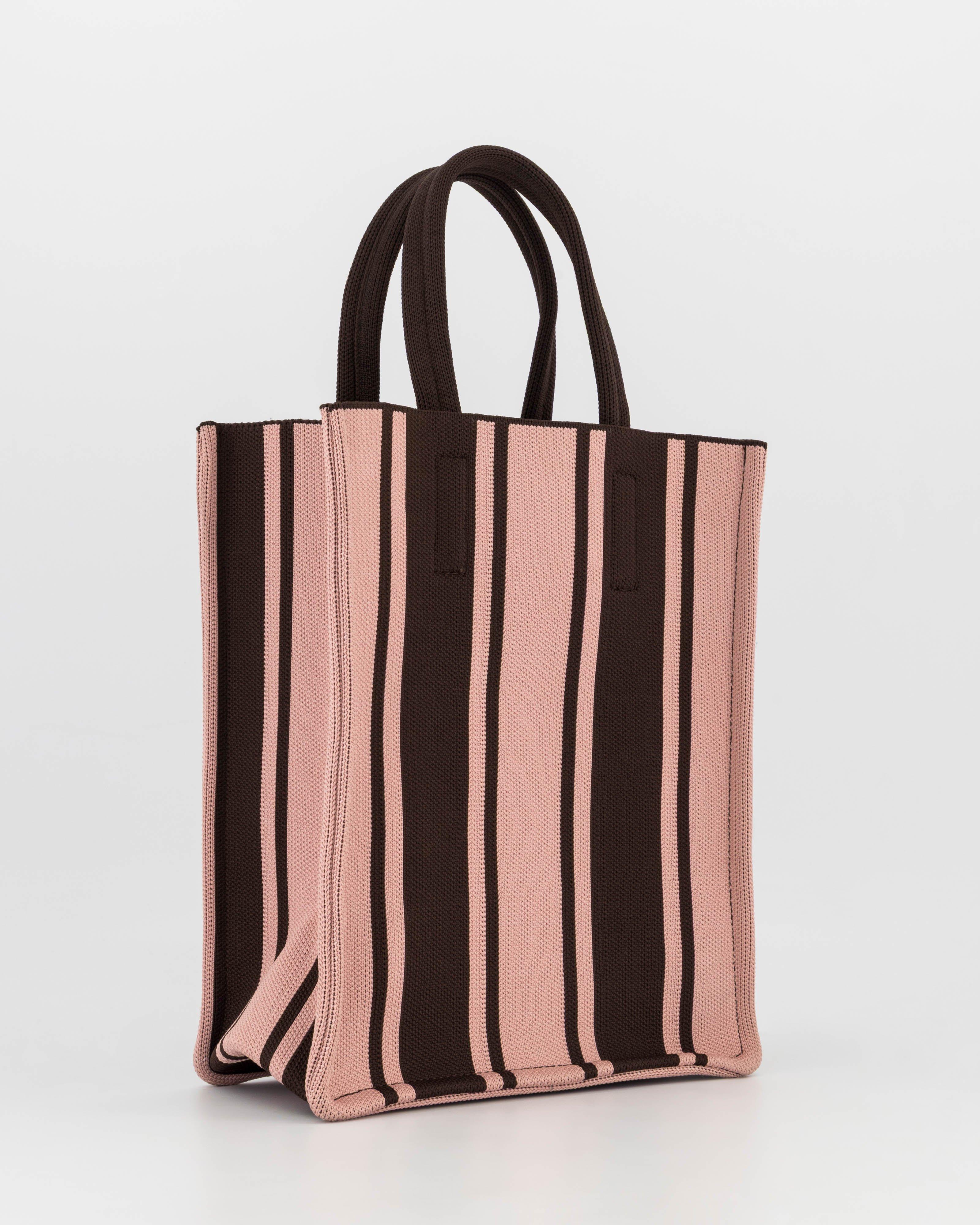  Libi Mini Striped Tote -  Chocolate