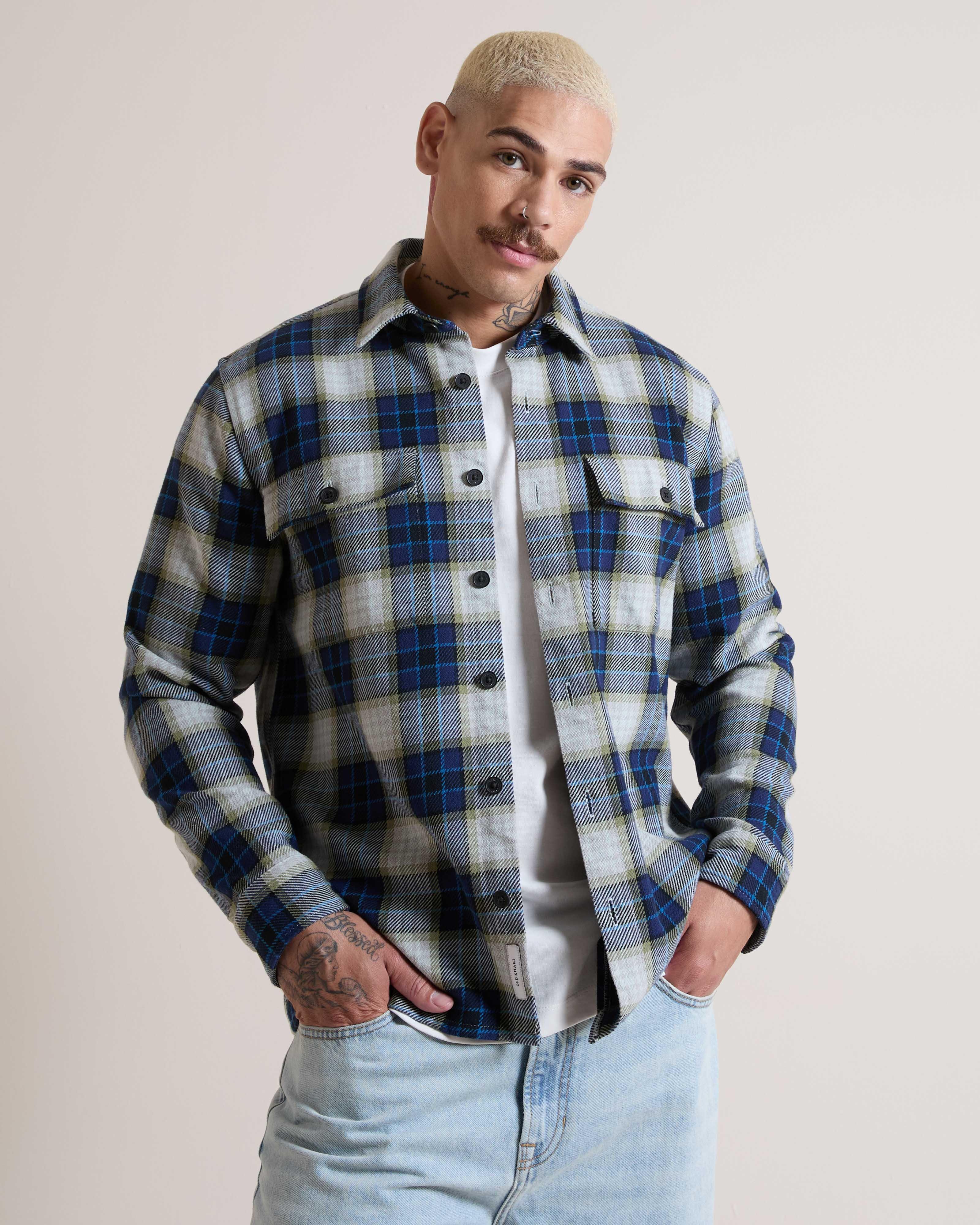 Men's Pete Check Overshirt | Old Khaki