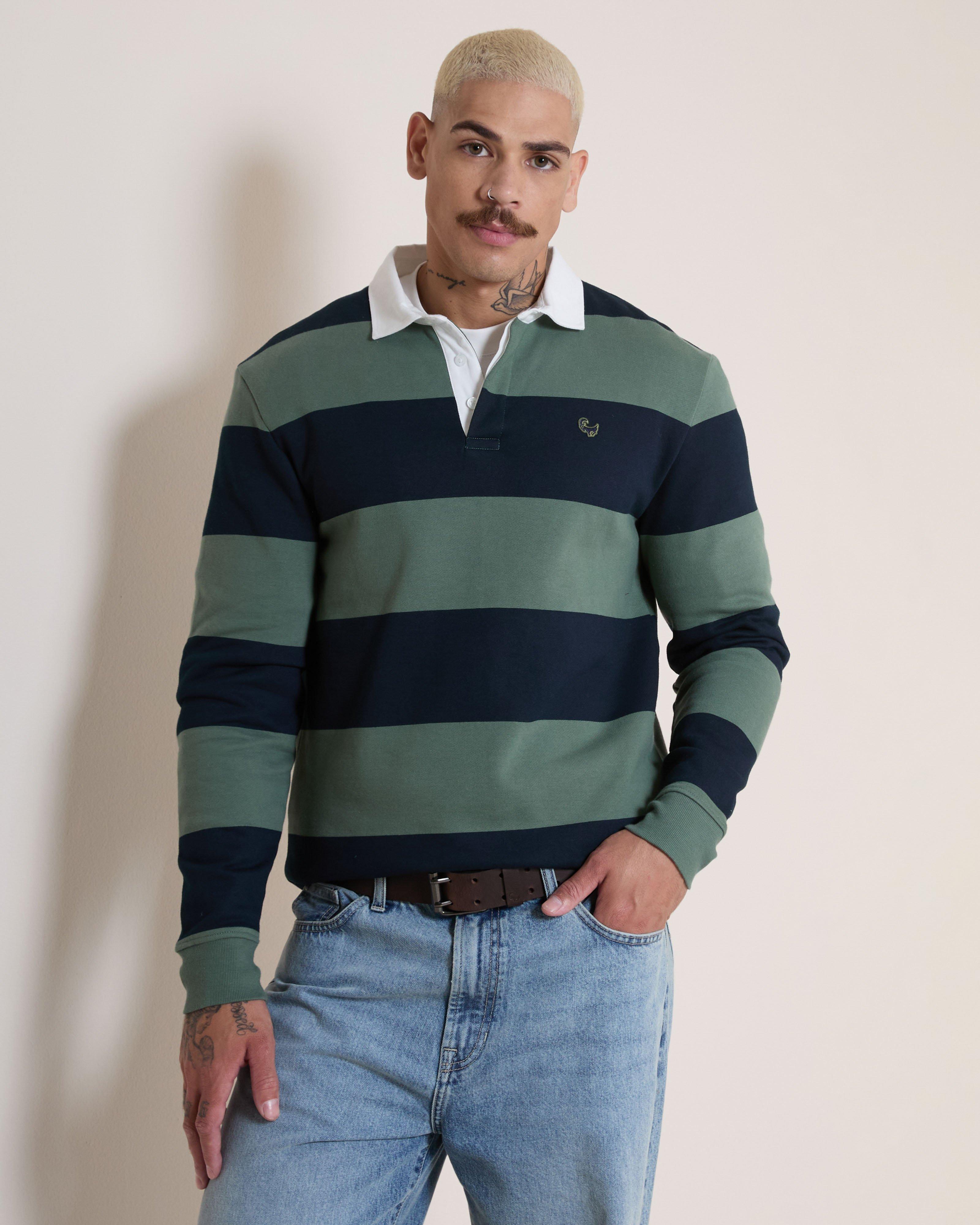 Men's Rodney Striped Rugby Top | Old Khaki