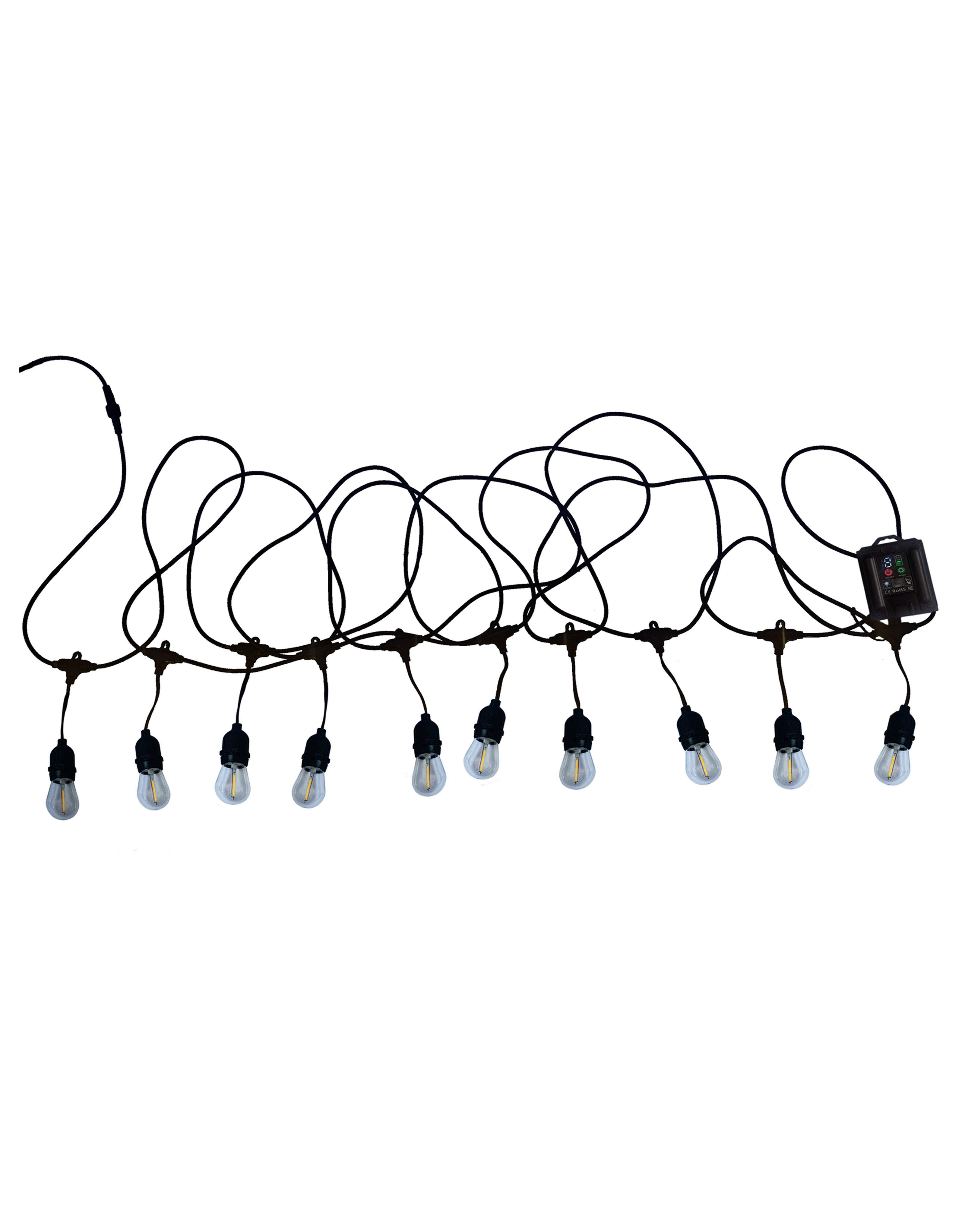 Zartek 10m Solar Festoon String Light -  Black