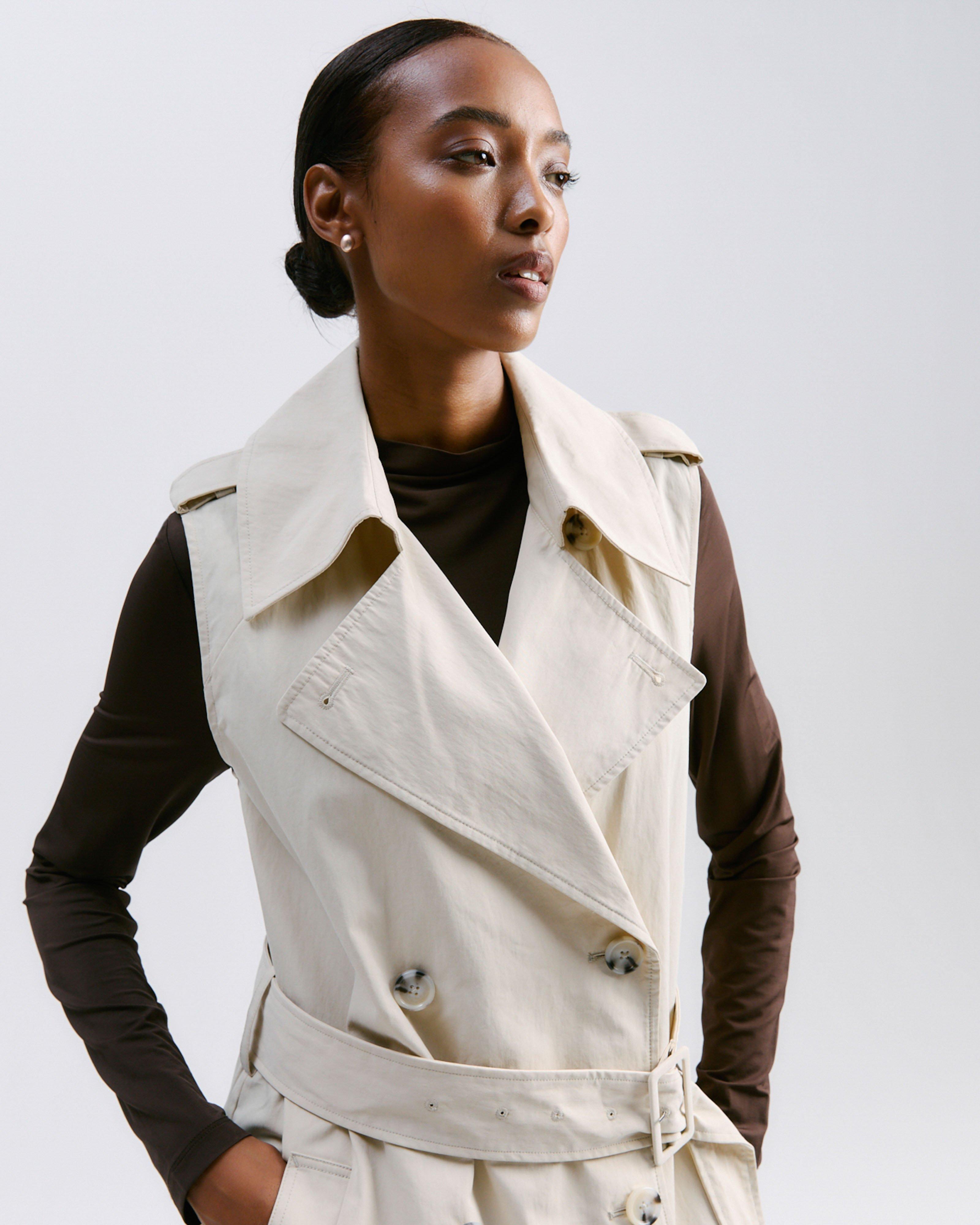 【SUBLATIONS】SLEEVELESS GABARDINE COAT Turner Sleeveless Trench Coat - Poetry Clothing Store