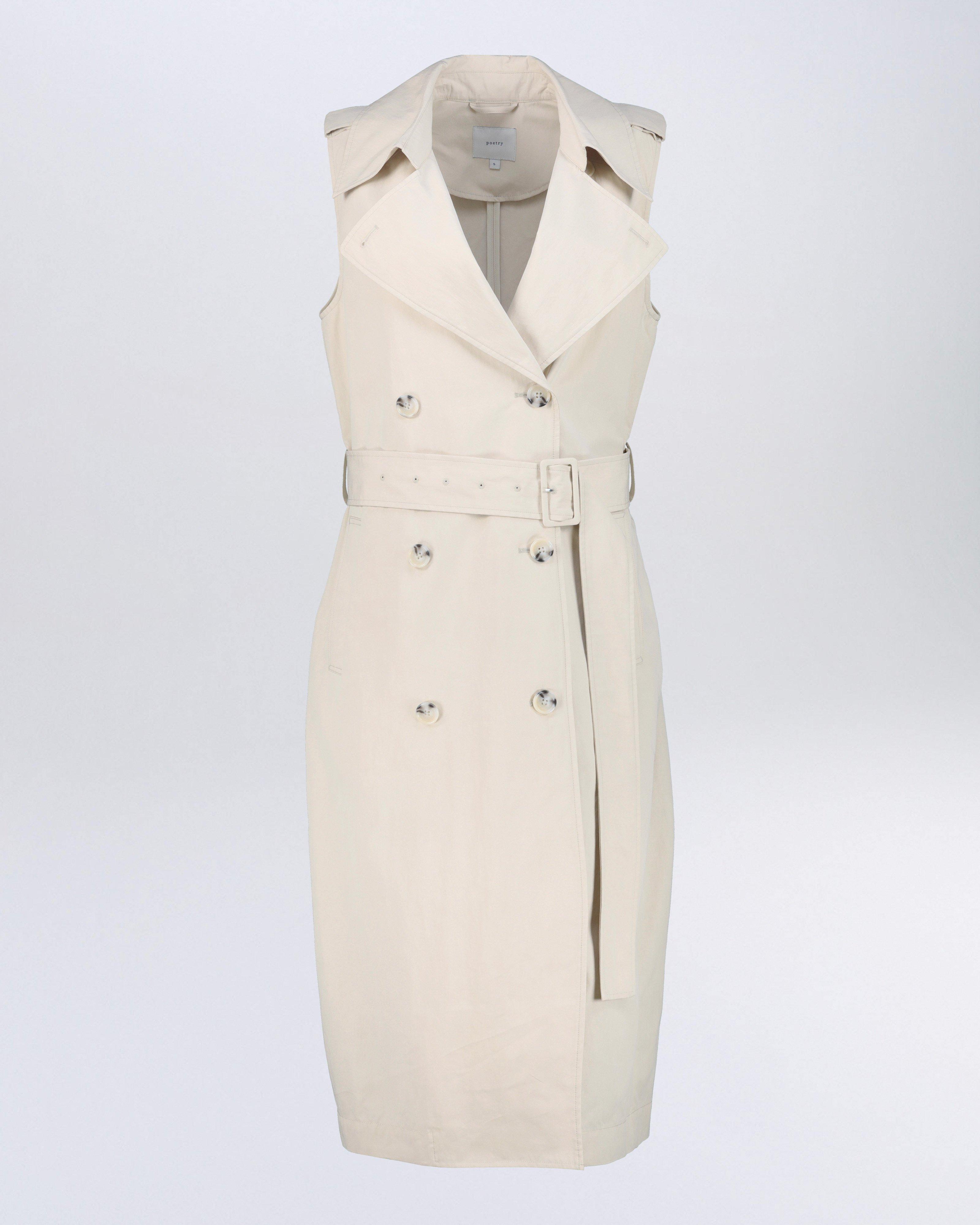 【SUBLATIONS】SLEEVELESS GABARDINE COAT Turner Sleeveless Trench Coat - Poetry Clothing Store