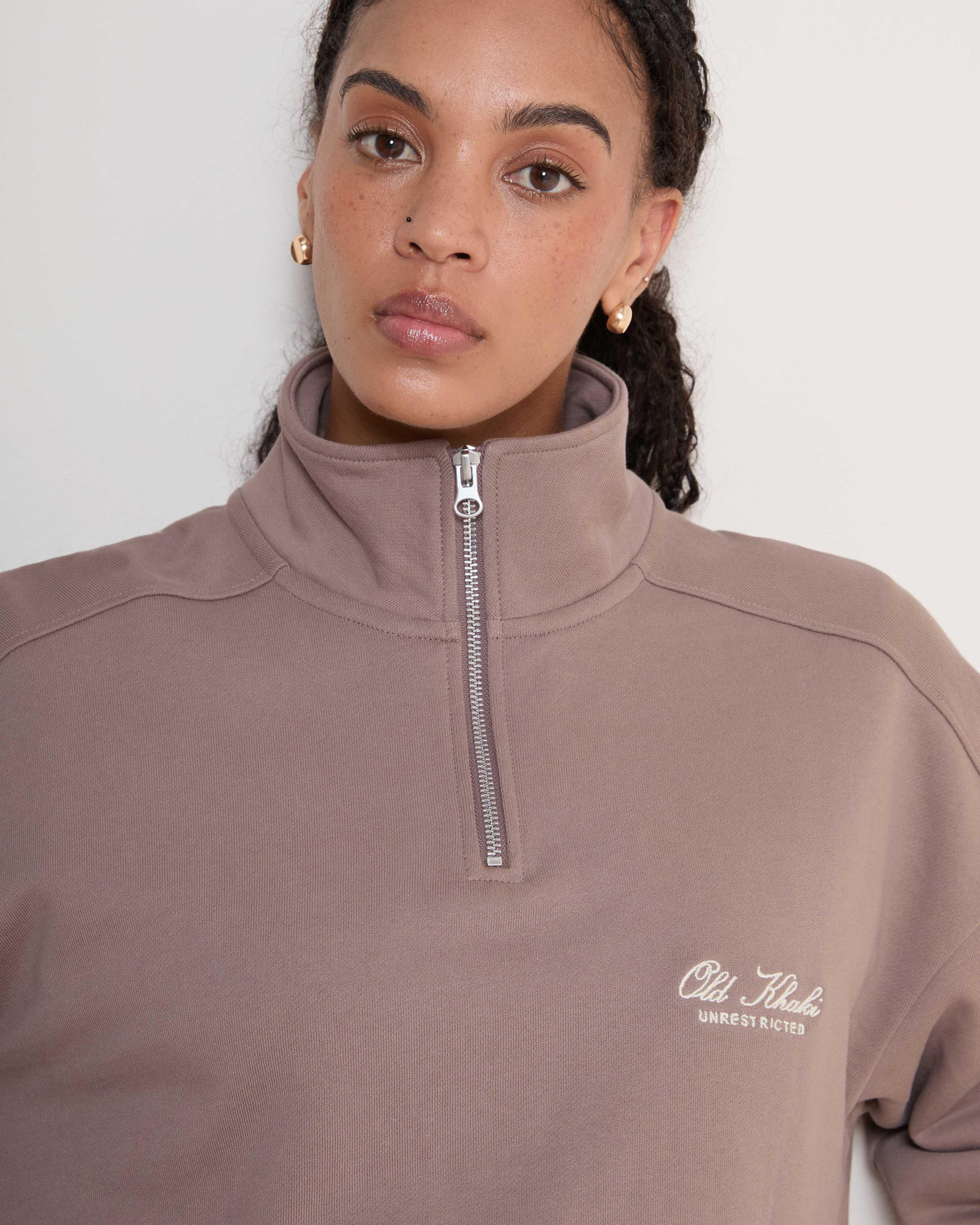 ラッキー Women's Ayla 1/4 Zip Sweat Top | Old Khaki