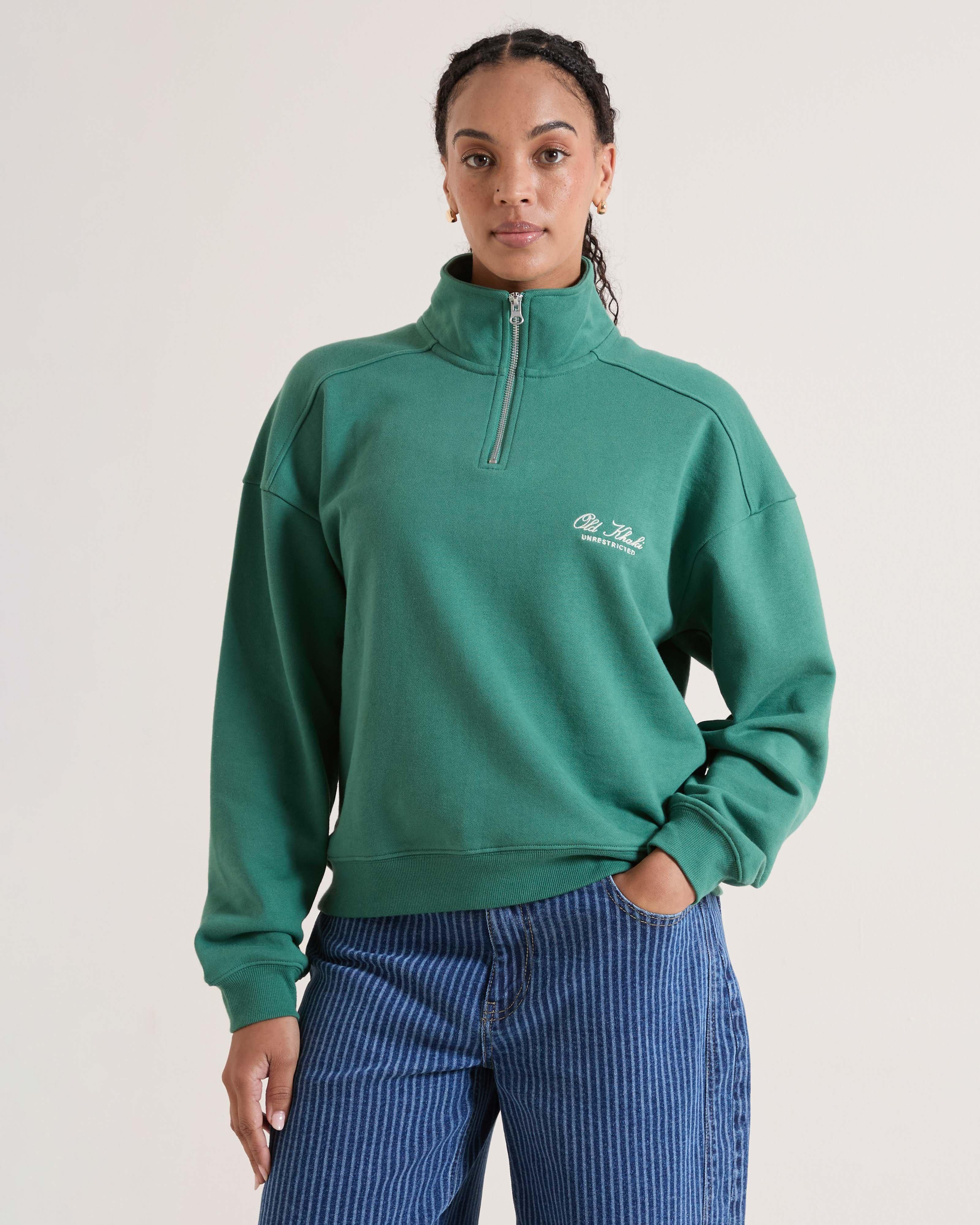 Women's Ayla 1/4 Zip Sweat Top | Old Khaki