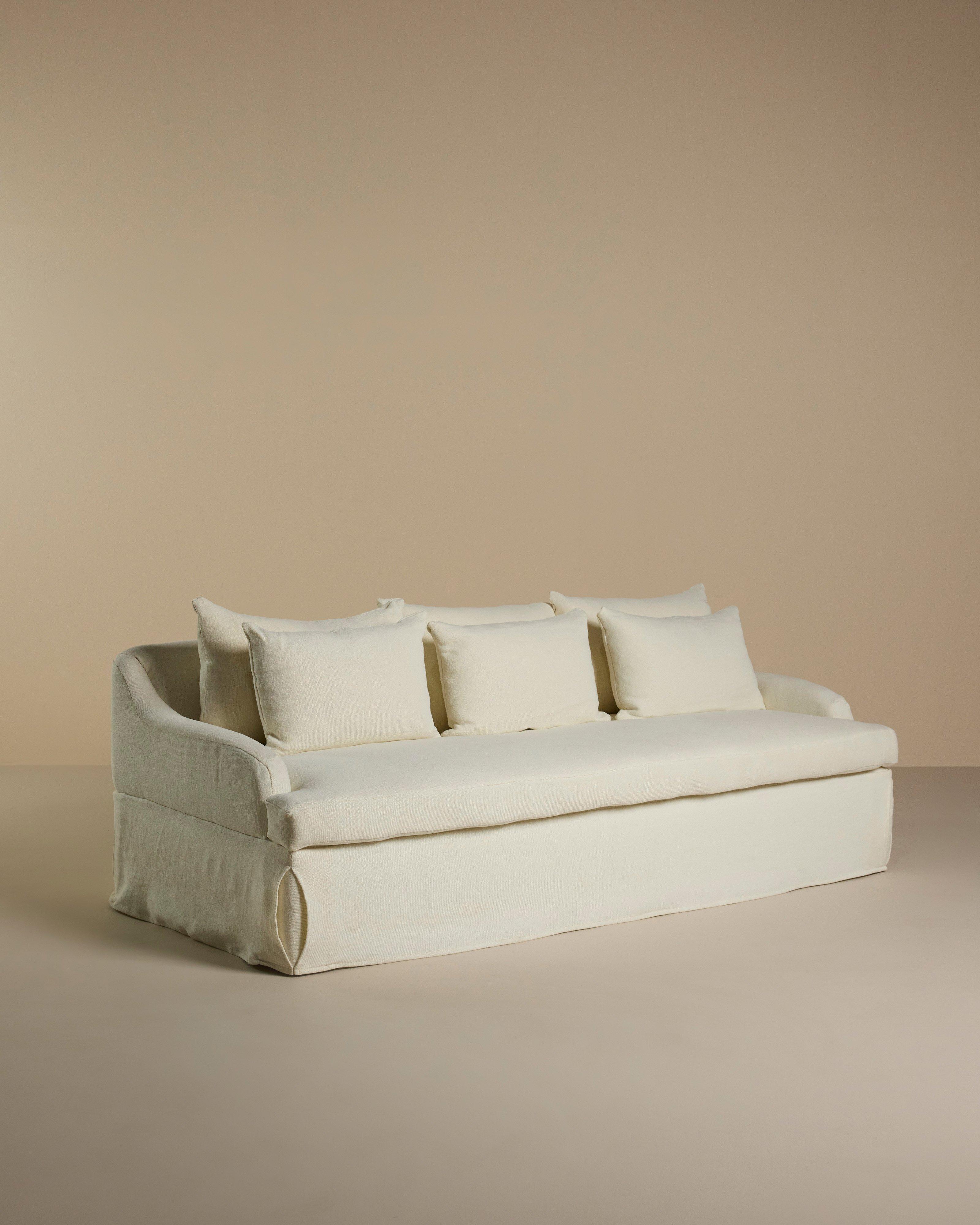  Charlotte Jute 3-Seater Couch -  Milk