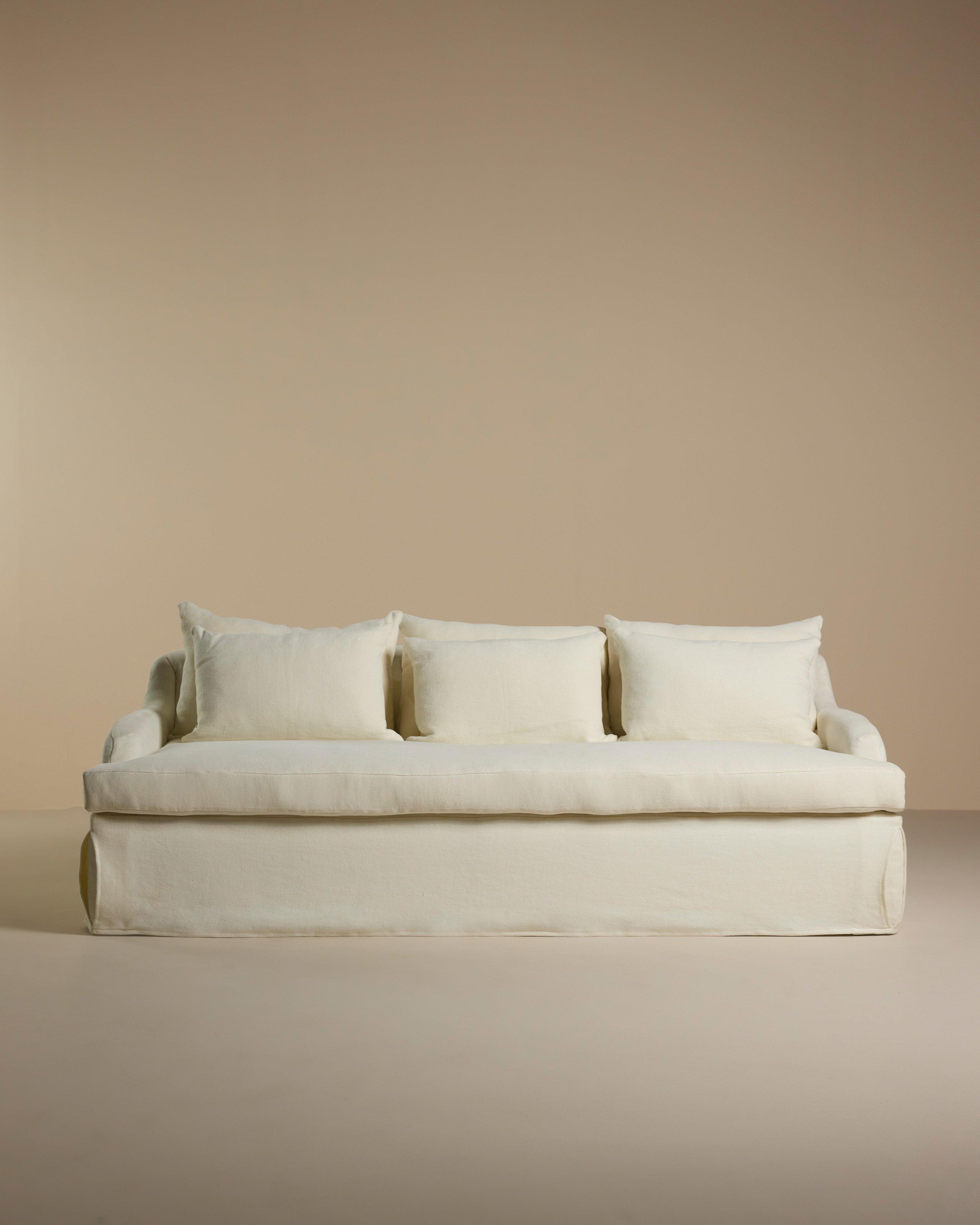  Charlotte Jute 3-Seater Couch -  Milk