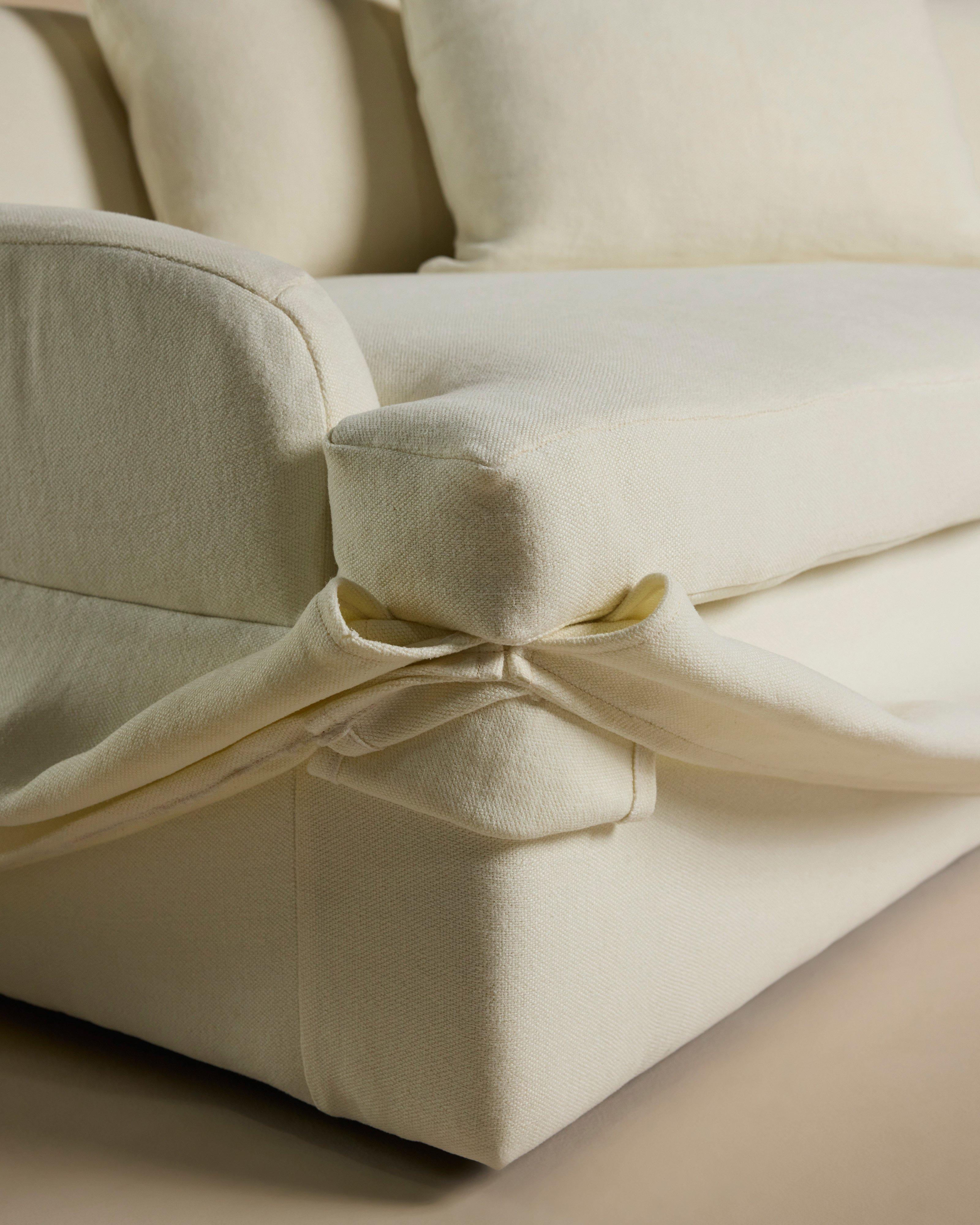  Charlotte Jute 3-Seater Couch -  Milk