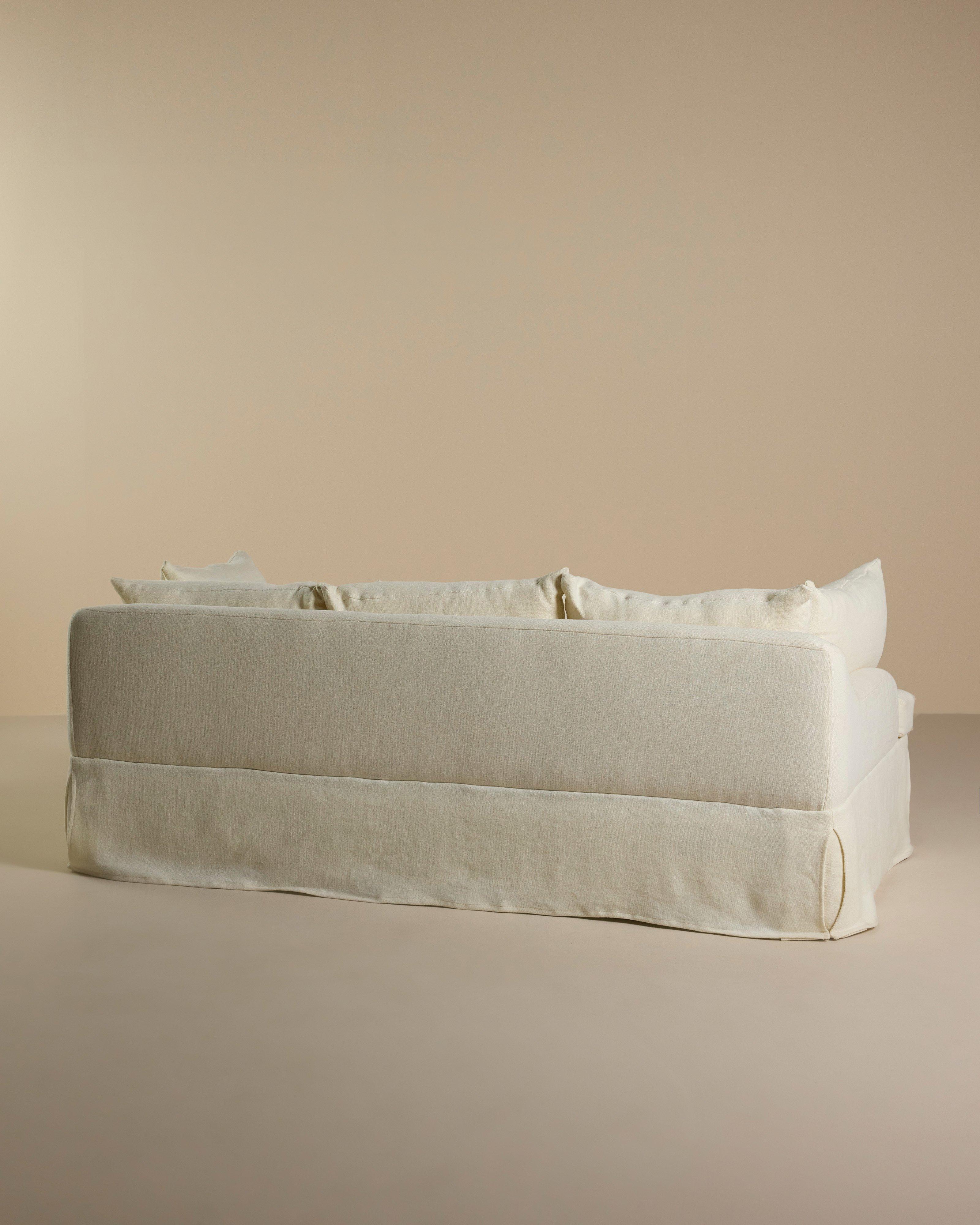  Charlotte Jute 3-Seater Couch -  Milk