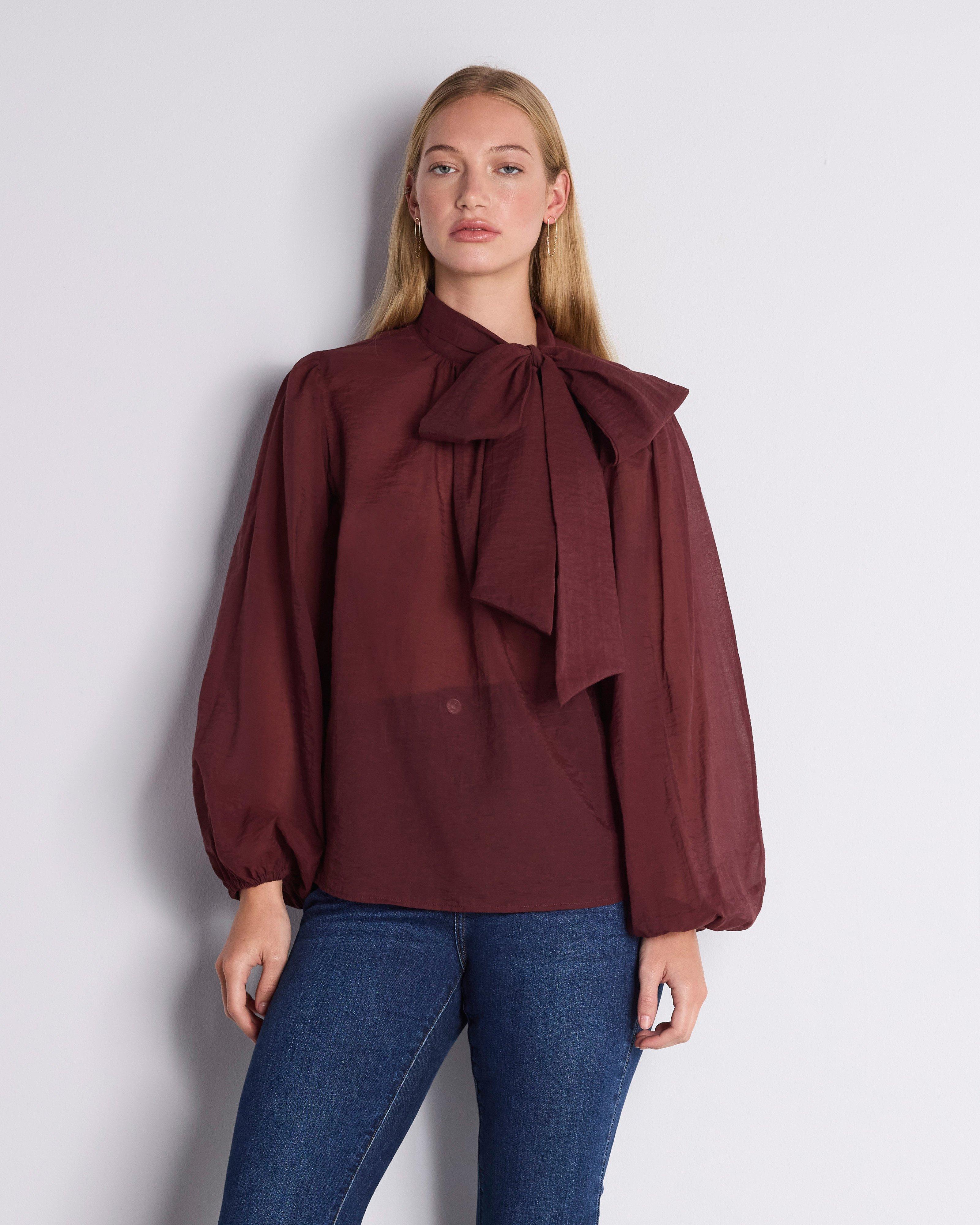  Benitah Kitty Bow Blouse -  Burgundy