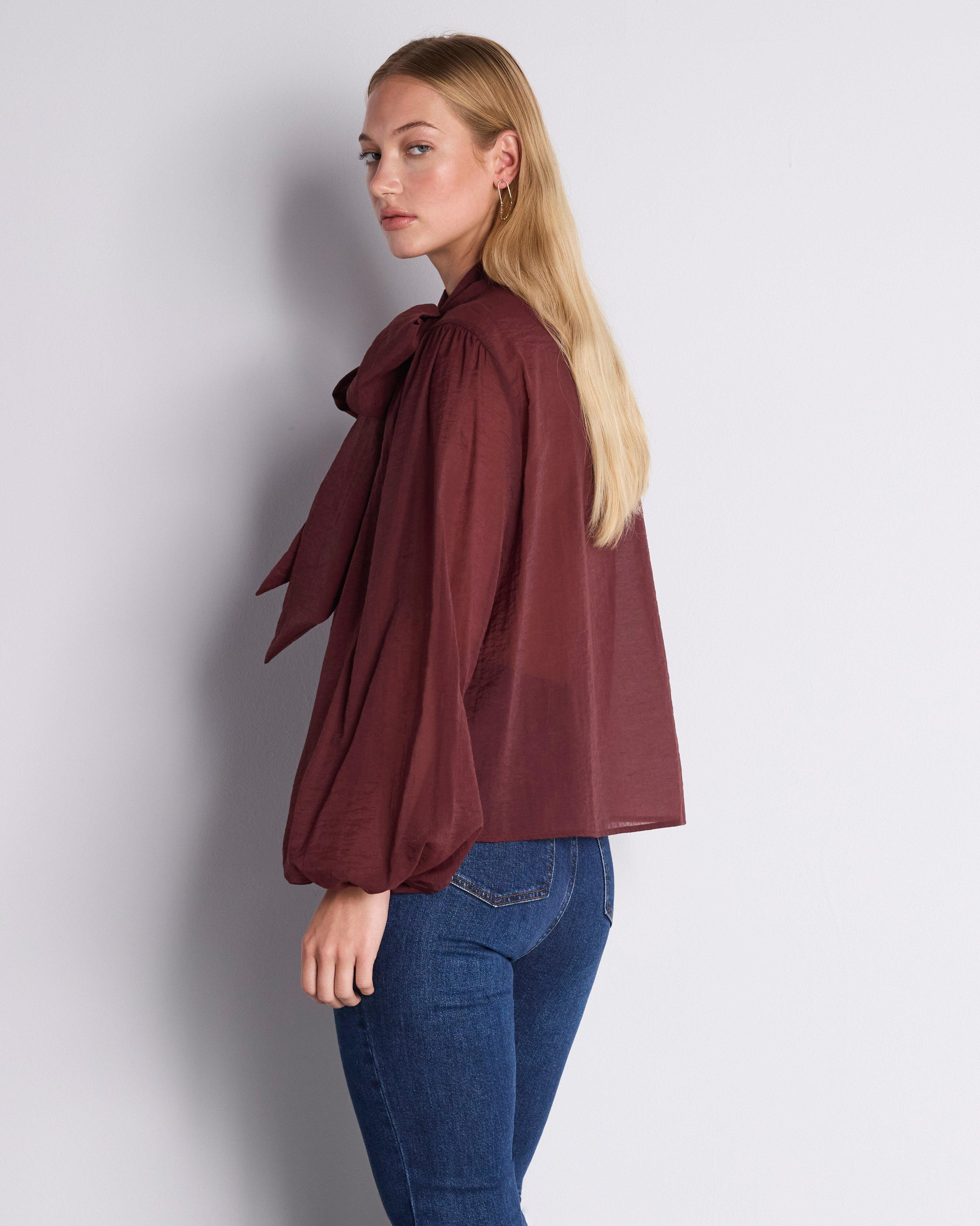  Benitah Kitty Bow Blouse -  Burgundy