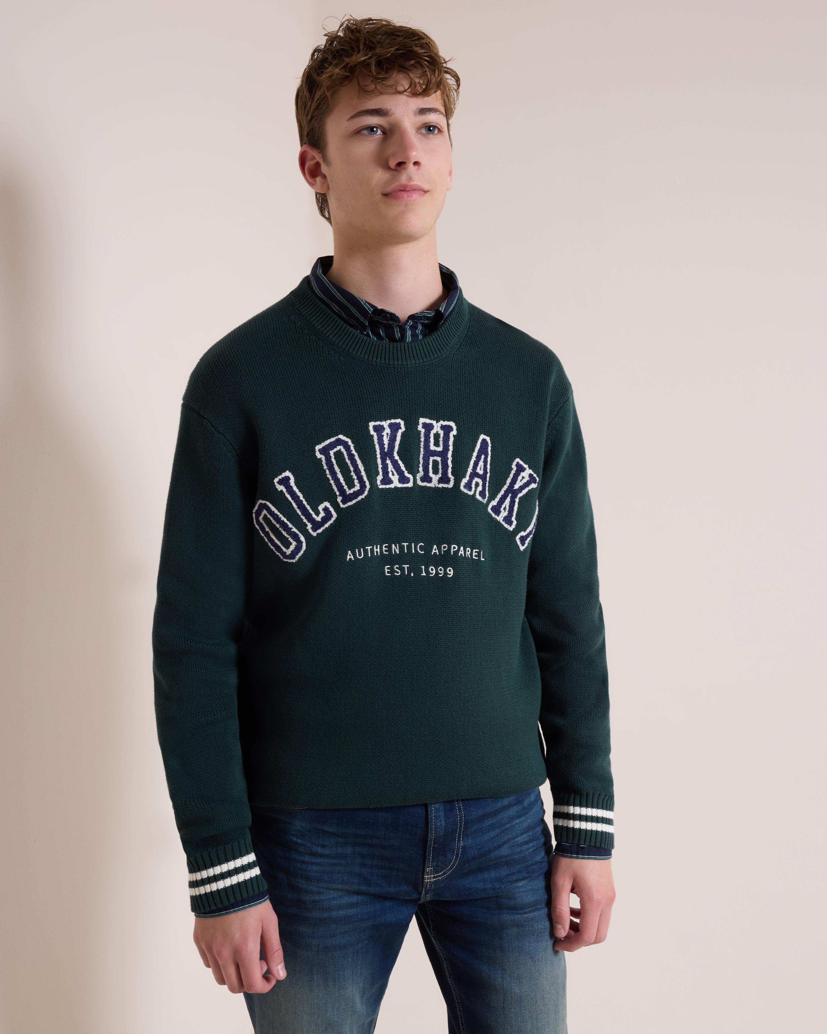 Men's Brad Jacquard Crew Neck Jersey | Old Khaki