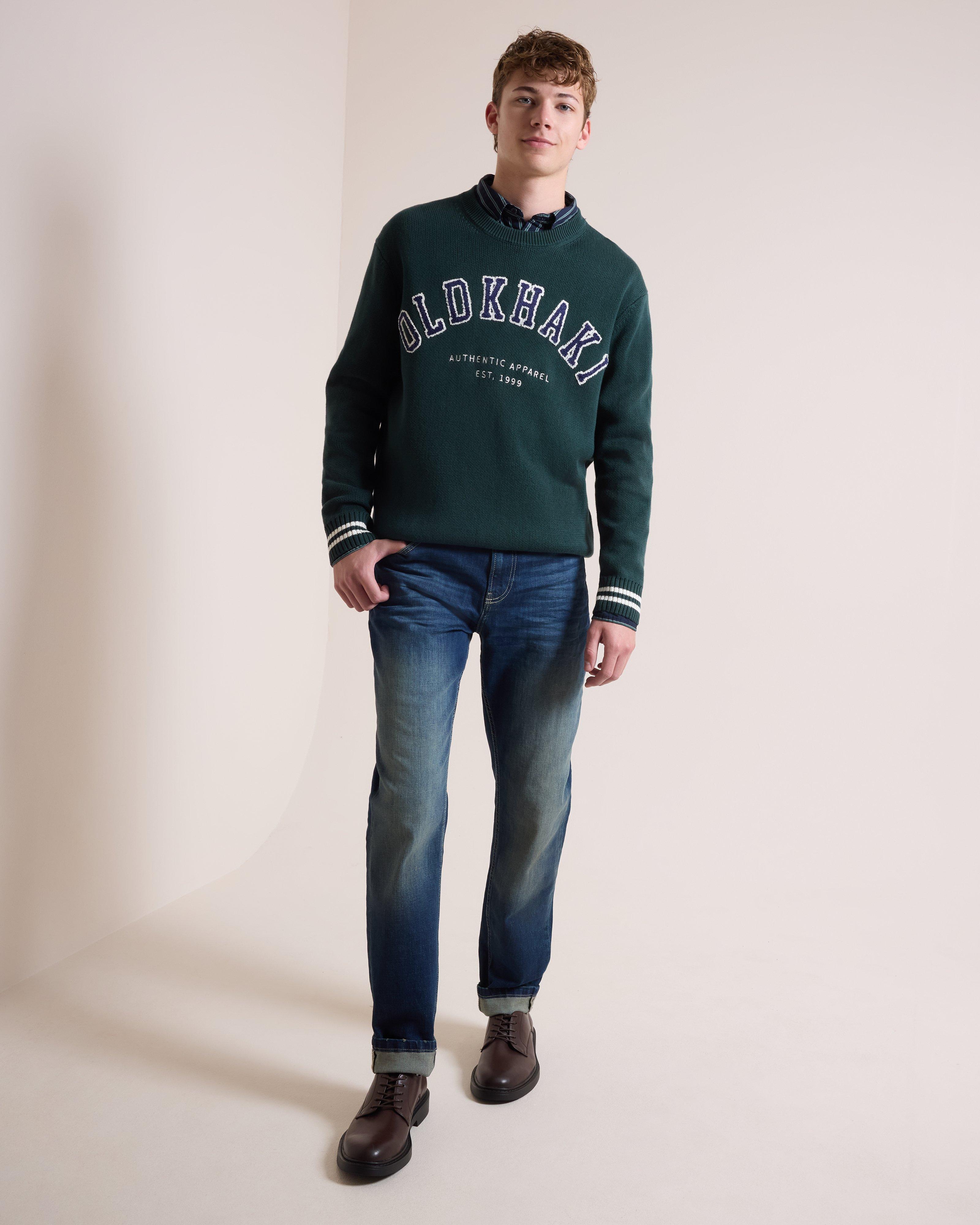 Men's Brad Jacquard Crew Neck Jersey | Old Khaki