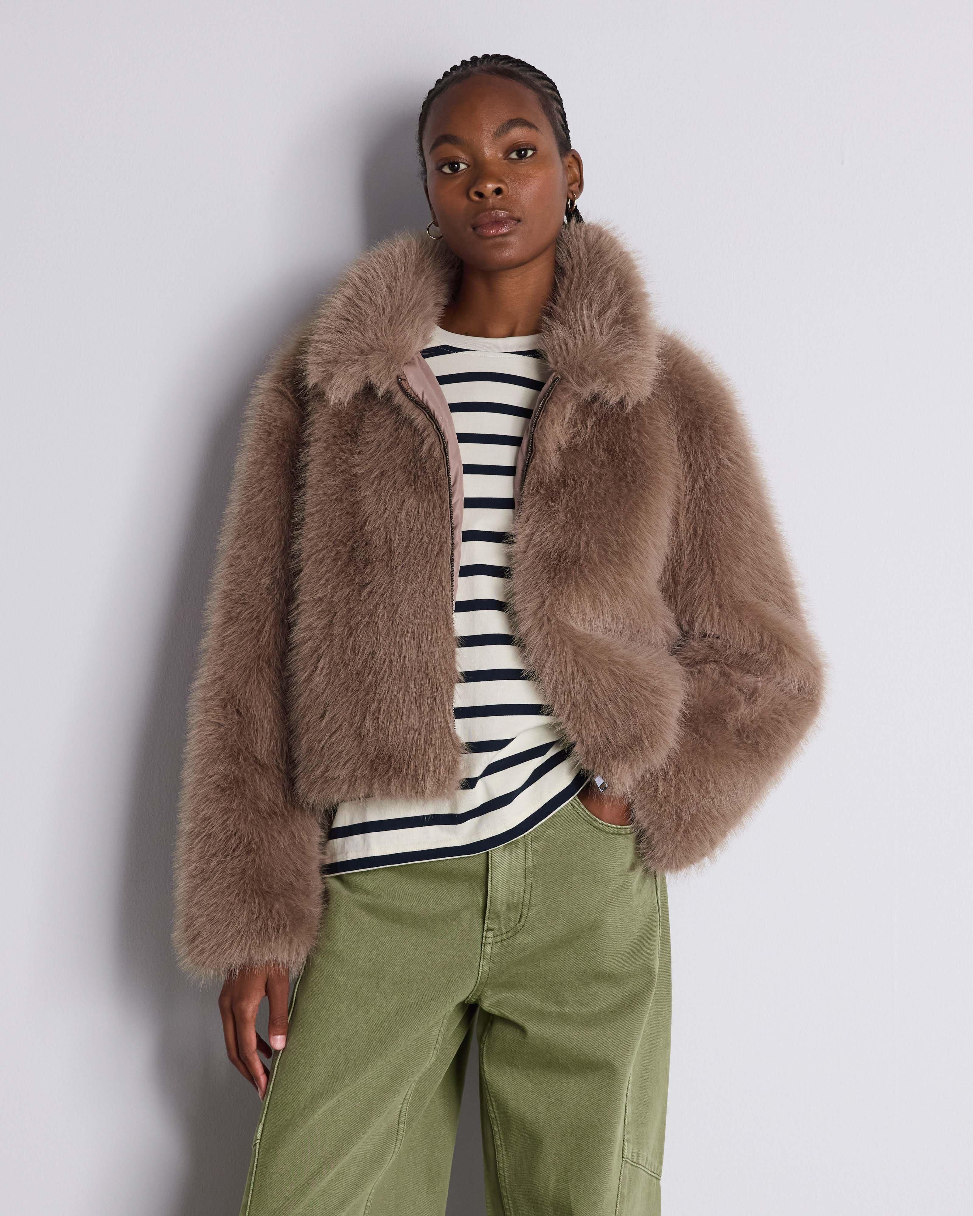  Alva Faux-Fur Jacket -  Oatmeal