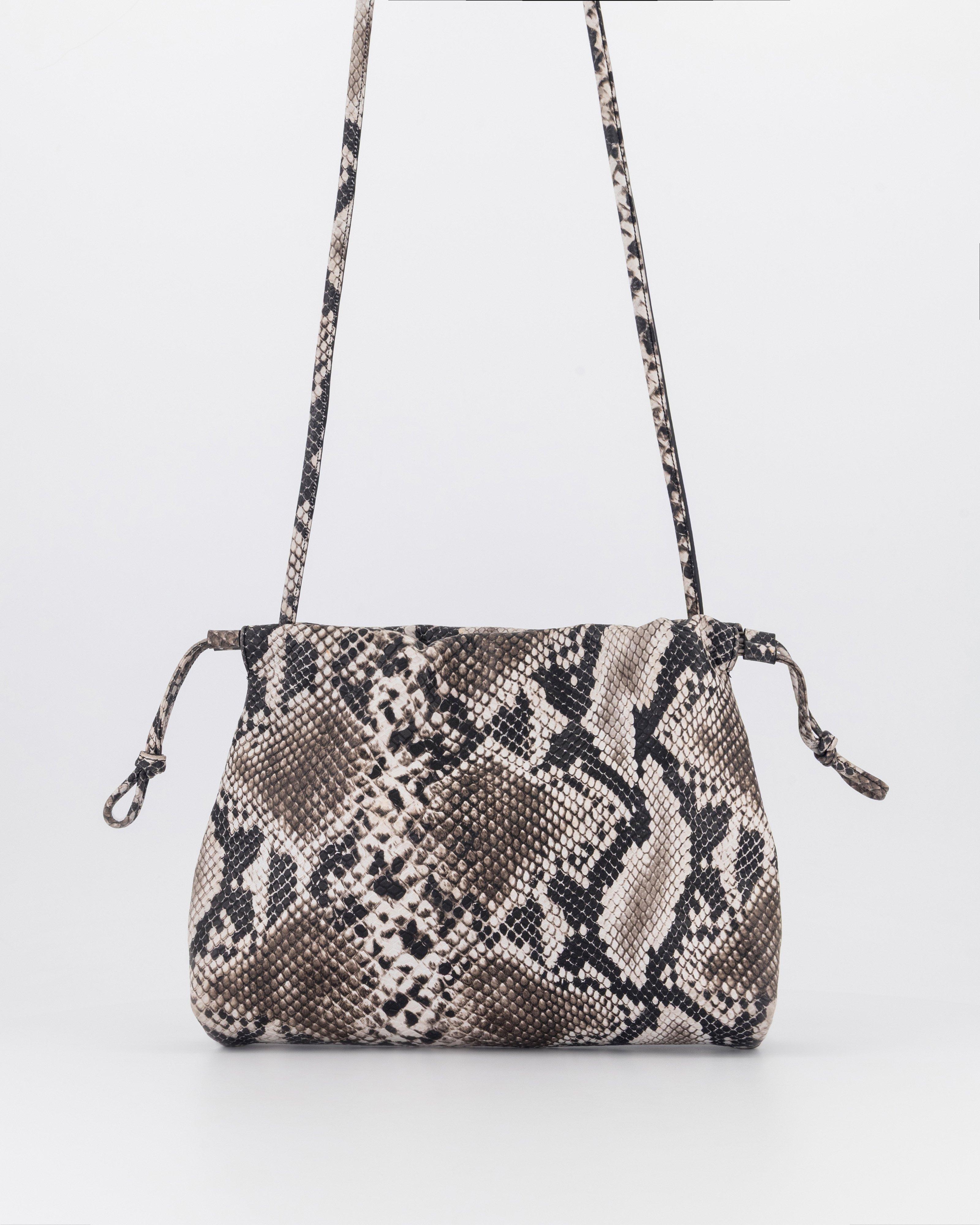  Averi Snake-Skin Satchel Bag  -  Milk