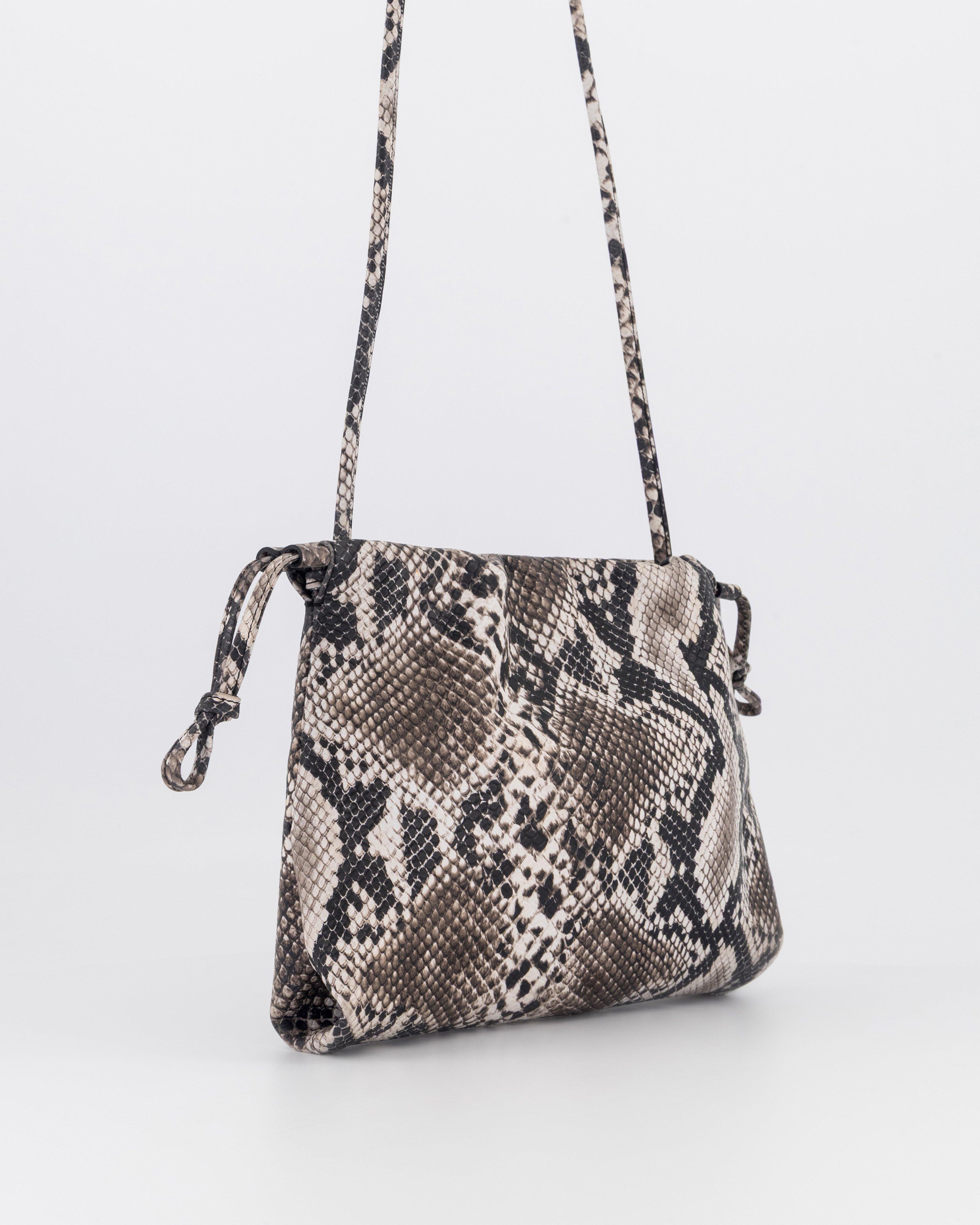  Averi Snake-Skin Satchel Bag  -  Milk