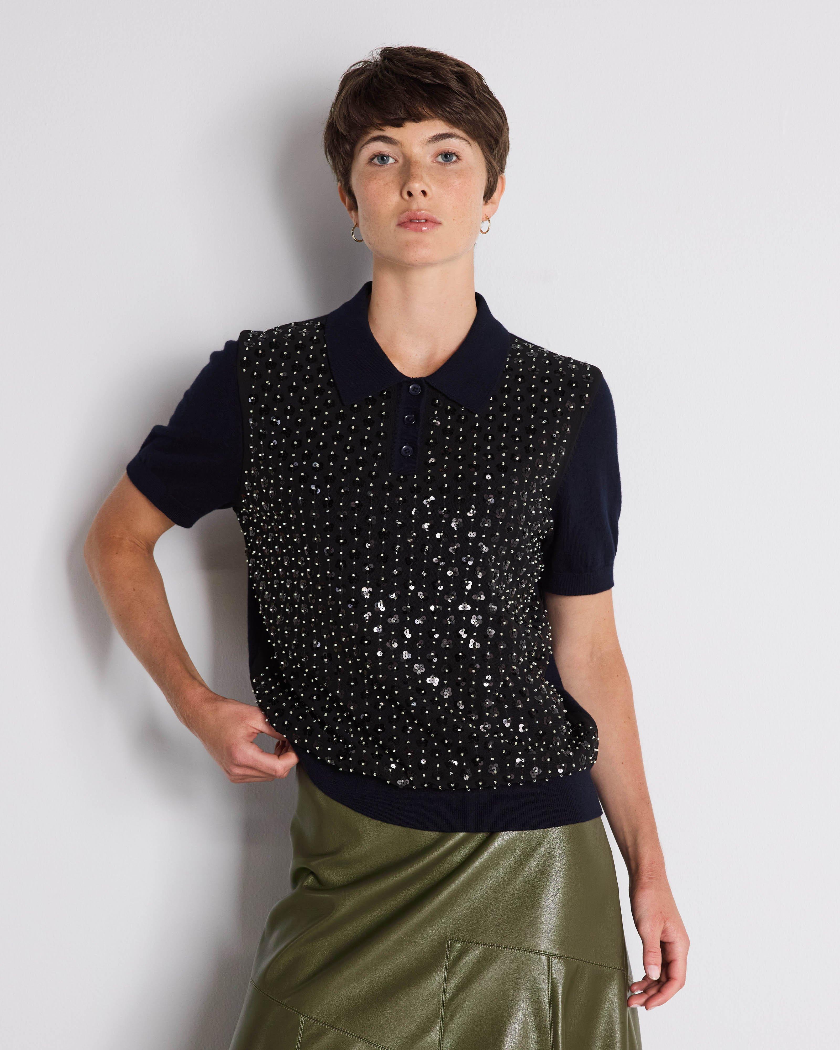 Verona Sequin Polo Neck Pullover - Poetry Clothing Store