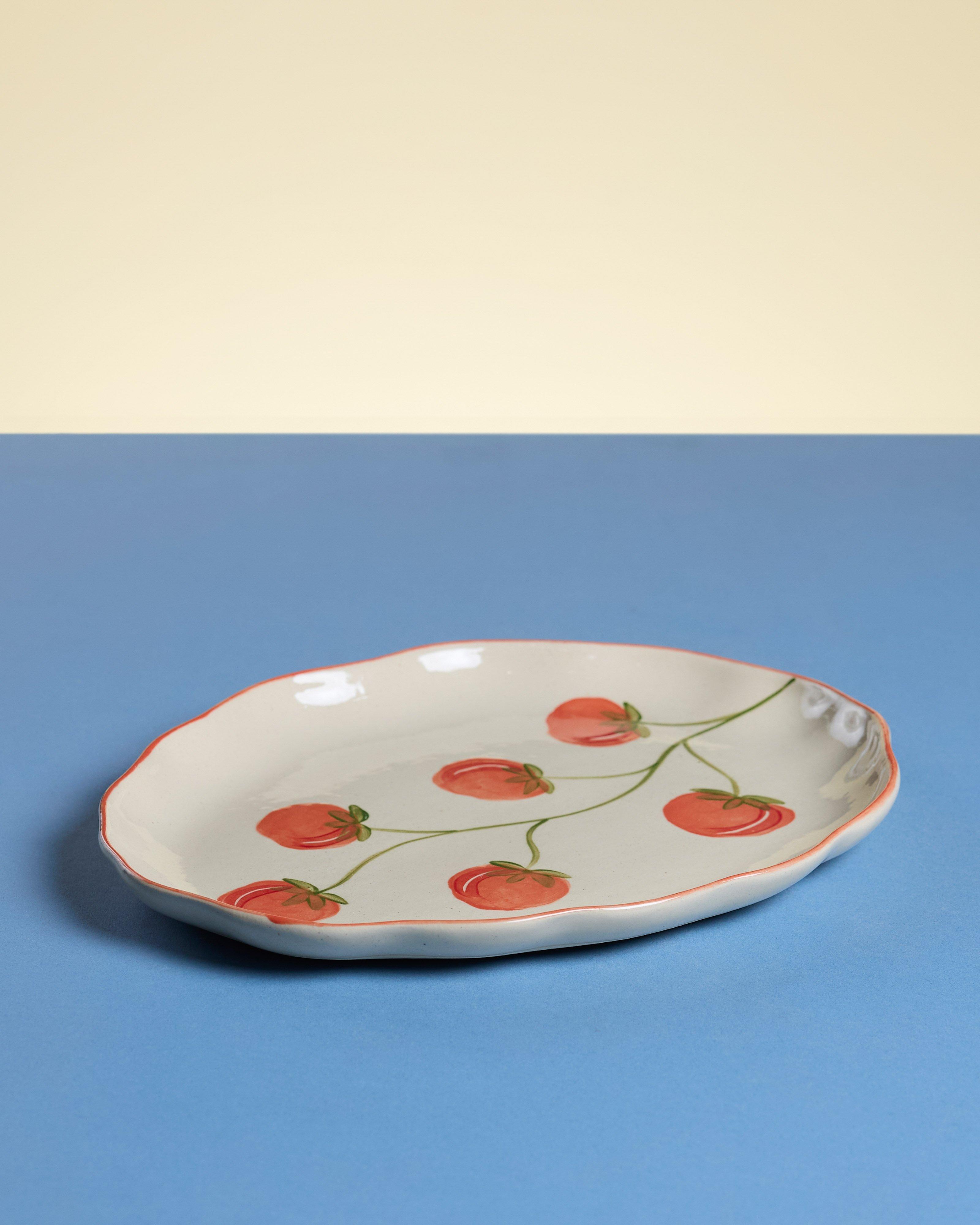  Heirloom Tomato Small Flutter Oval Platter  -  Milk