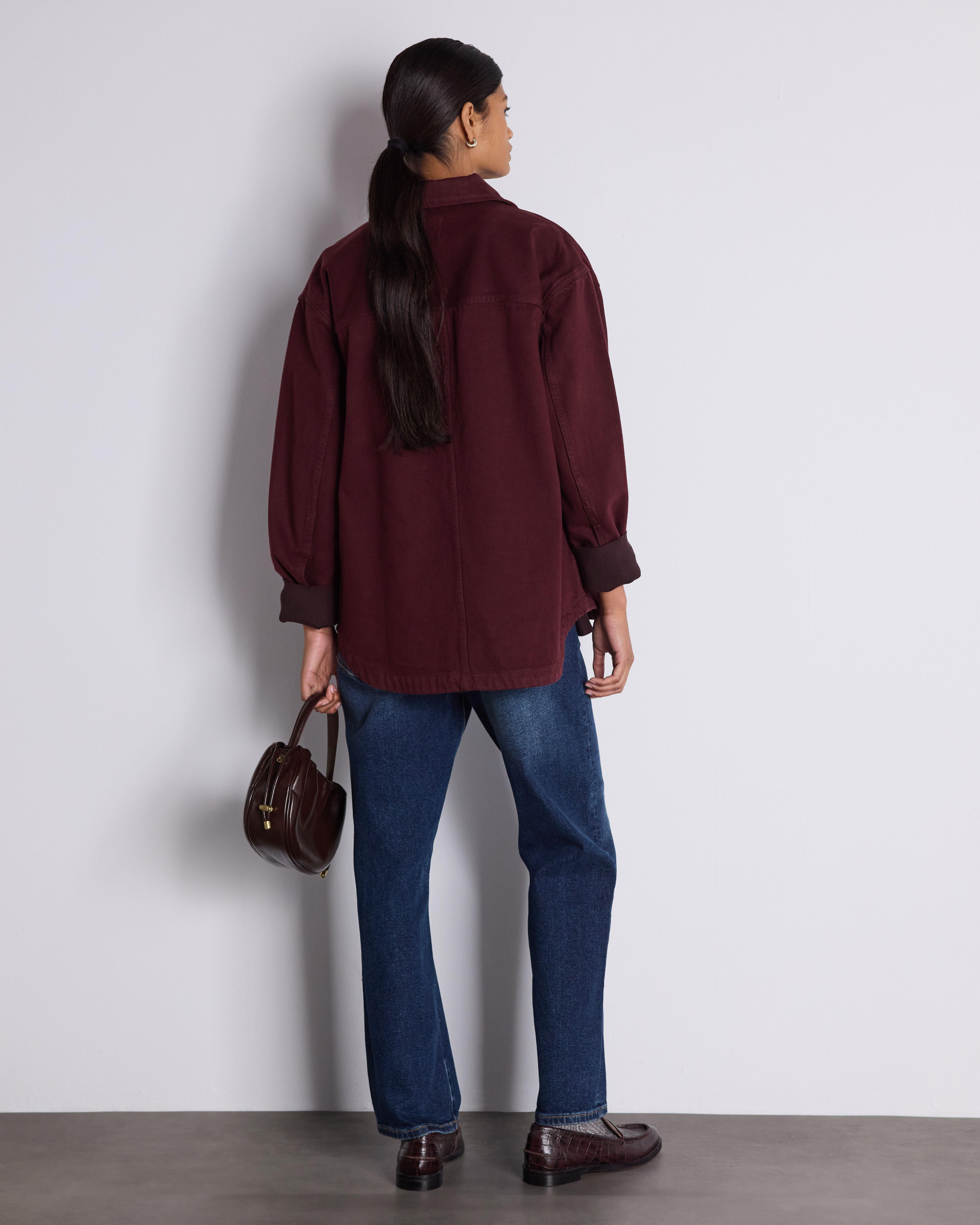  Skyler Denim Shacket  -  Burgundy