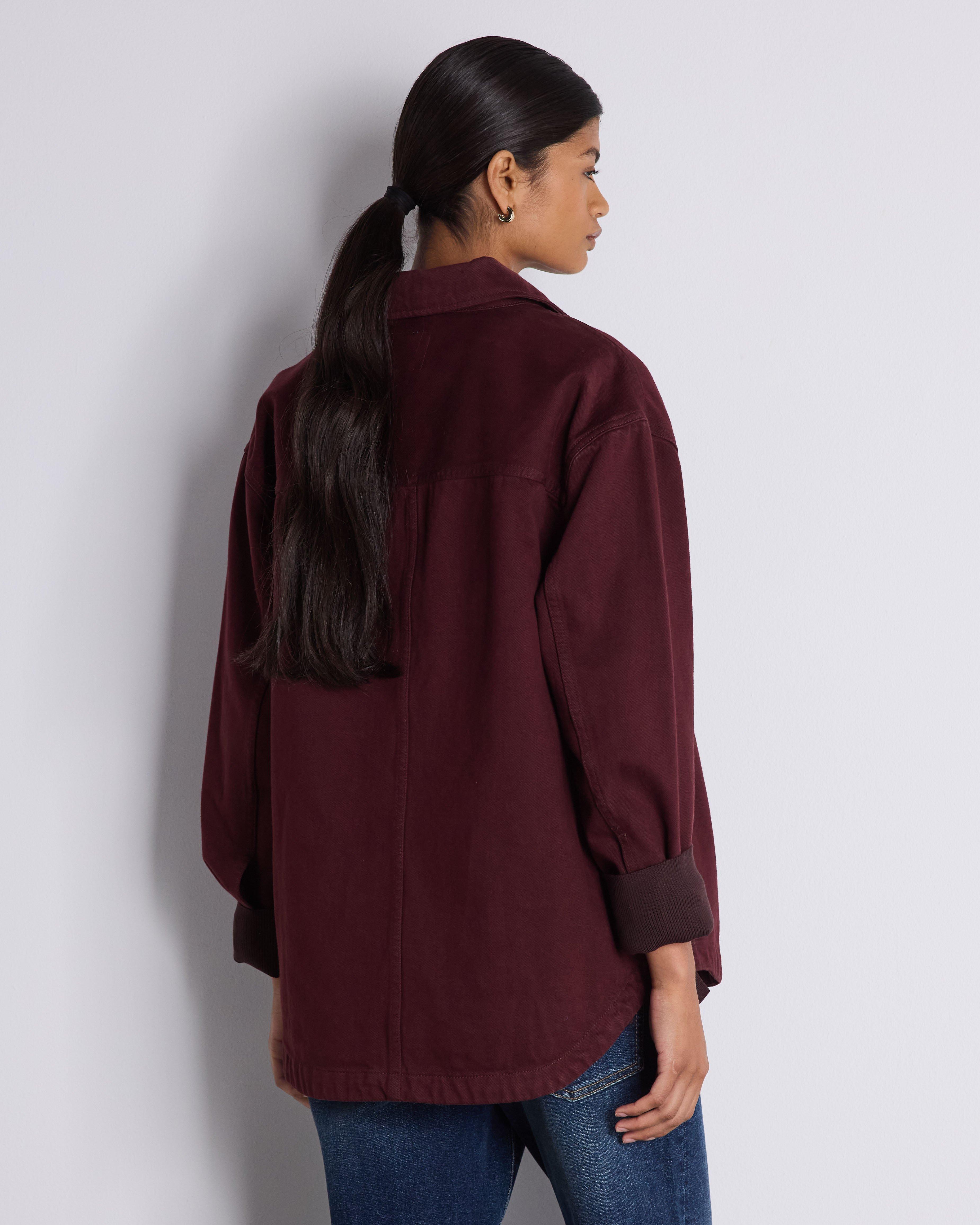  Skyler Denim Shacket  -  Burgundy