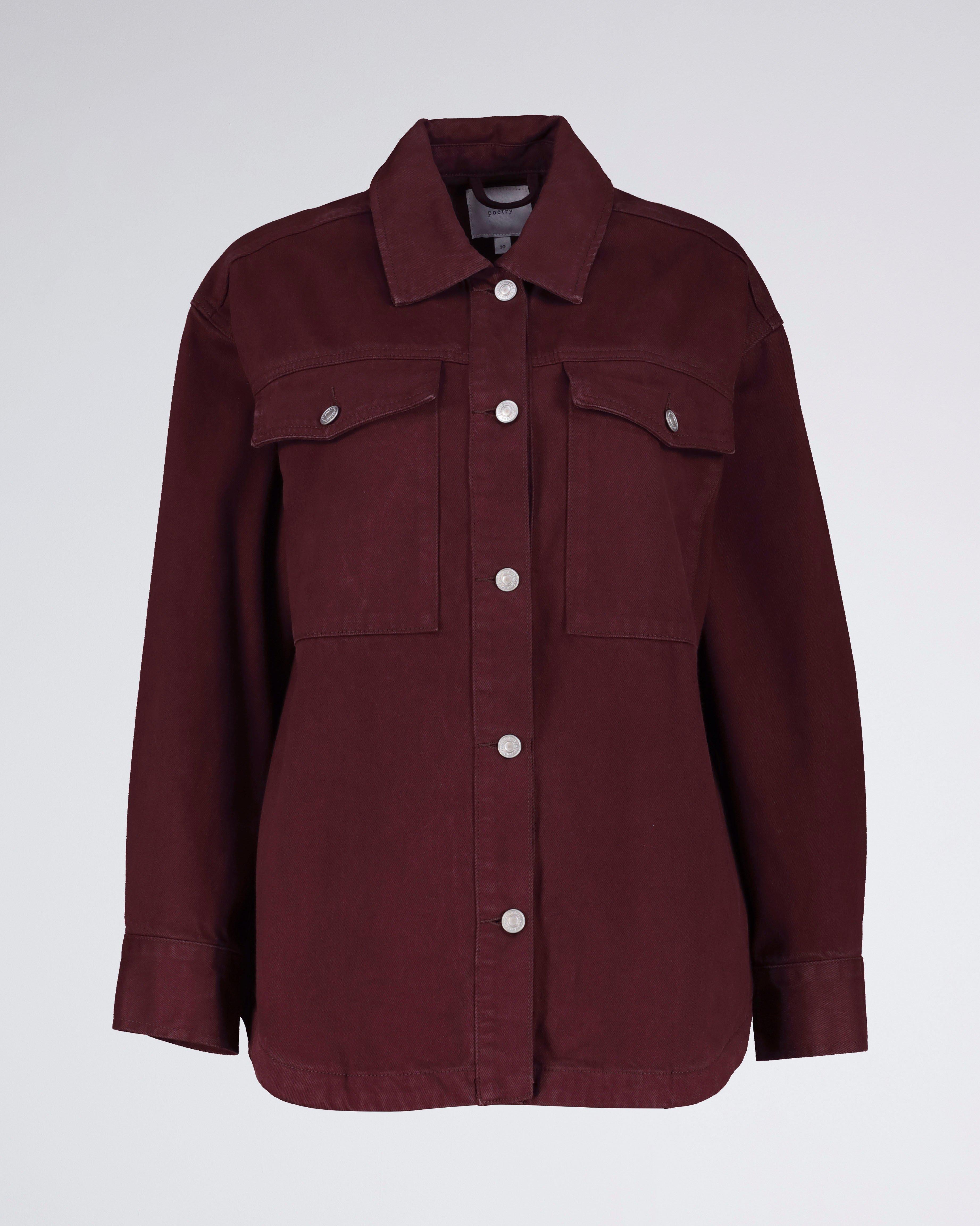  Skyler Denim Shacket  -  Burgundy