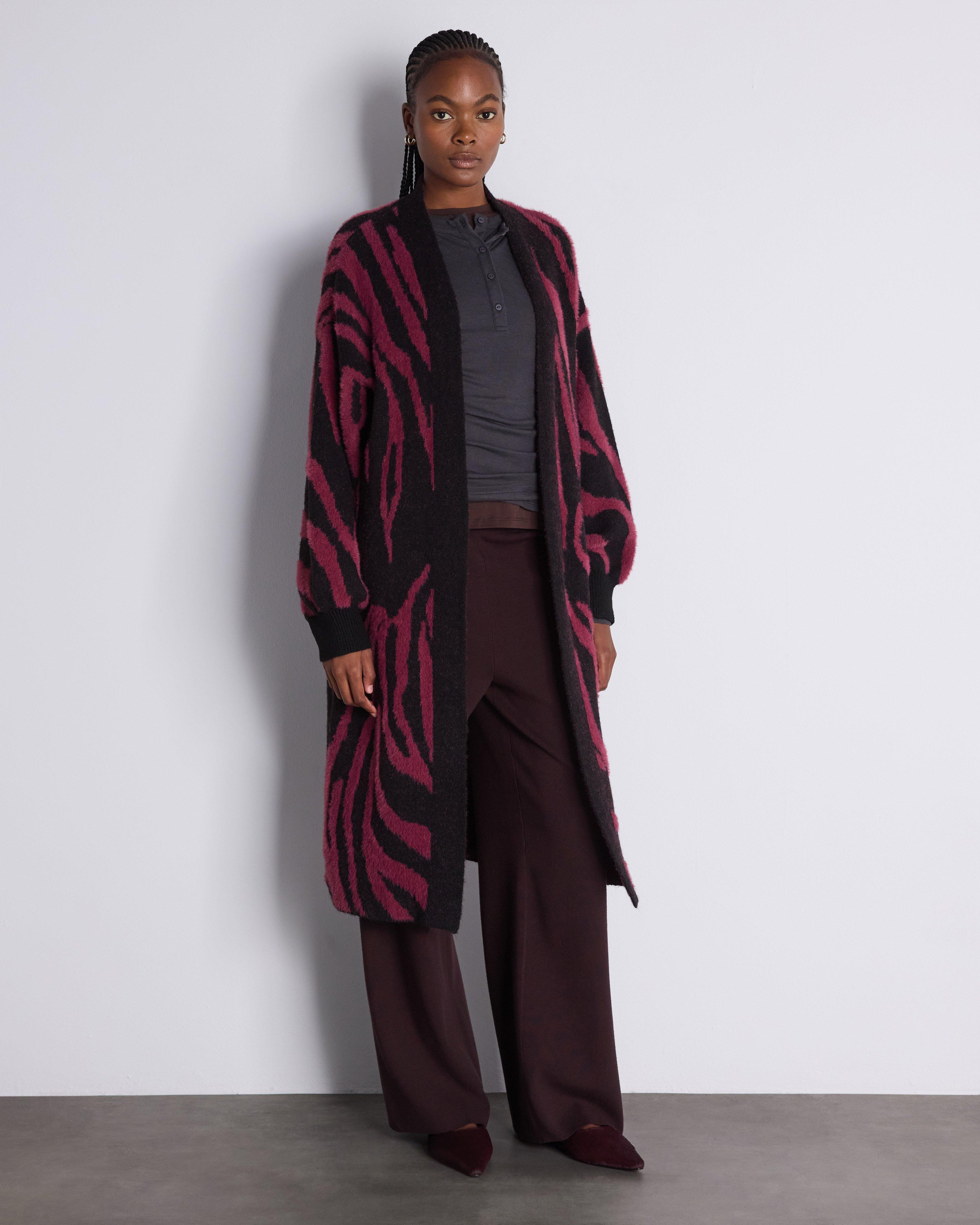 Nova Collarless Abstract Zebra Print Kimono - Poetry Clothing Store