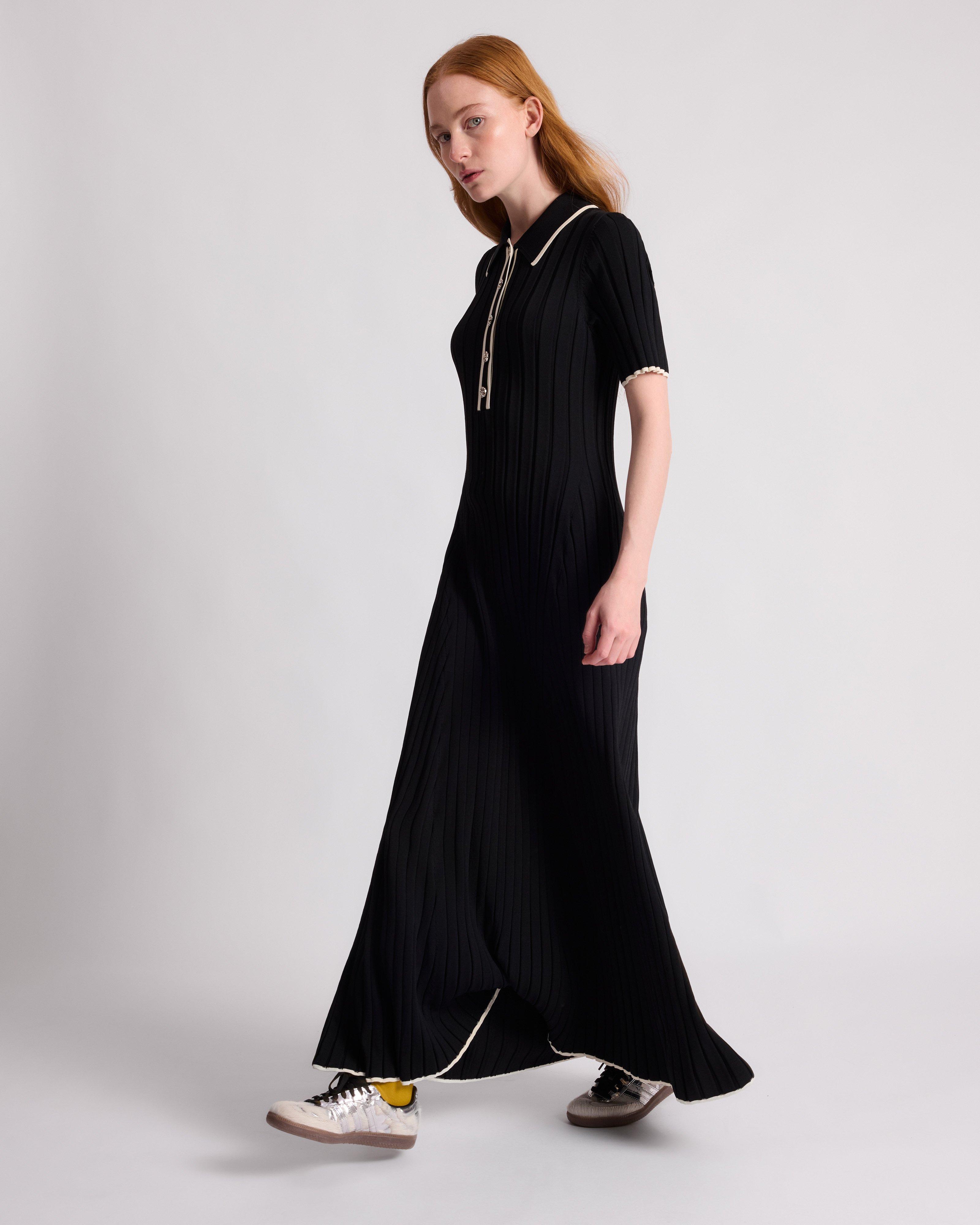 Celestine Ribbed Knitwear Dress - Black
